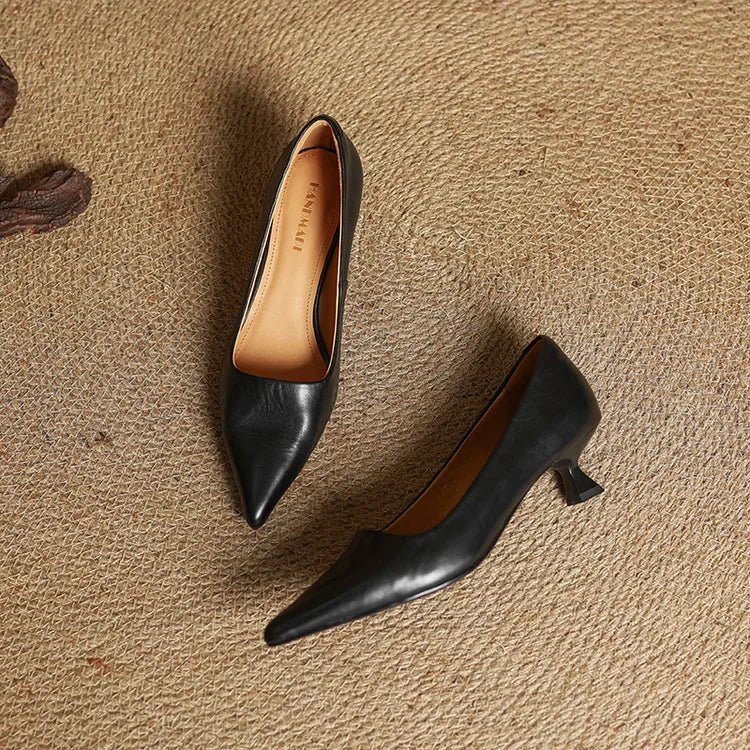 Alice - Women's Kitten Heel Pointed Toe Pumps - Sandals - Black - Taylor & Bennett