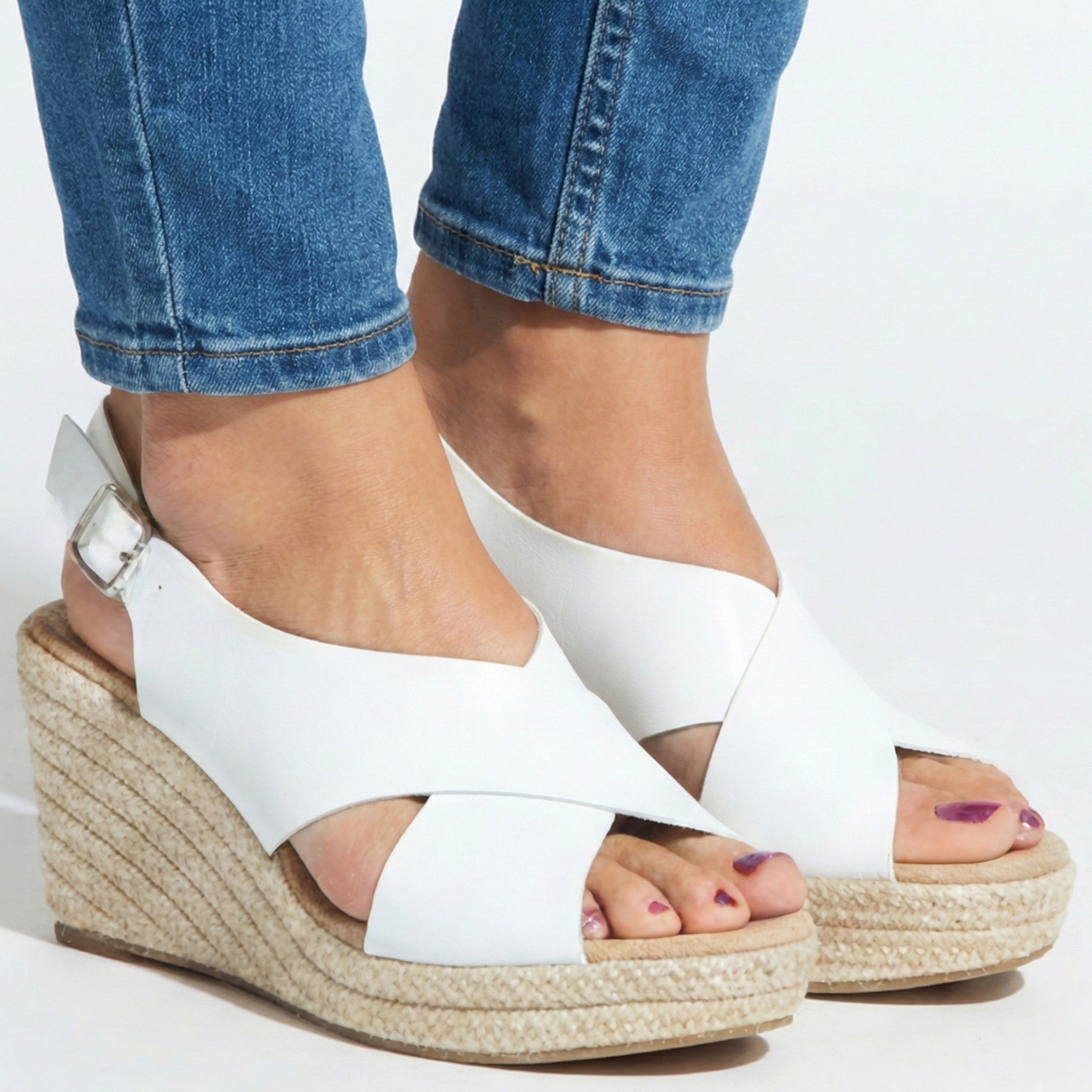 Alice - Women's Lightweight Open - Toe Sandals with Cushioned Sole - Footwear - White - Taylor & Bennett