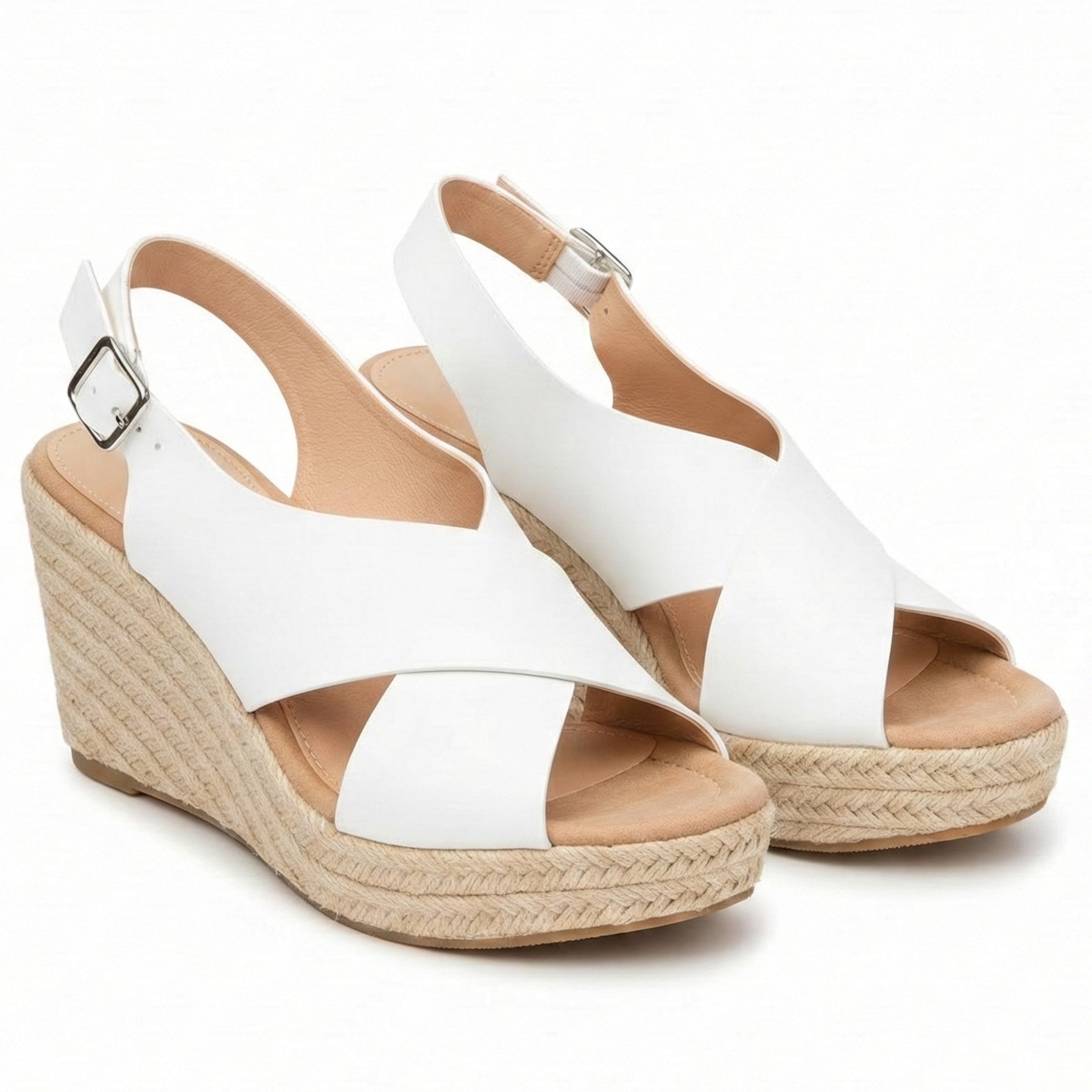 Alice - Women's Lightweight Open - Toe Sandals with Cushioned Sole - Footwear - White - Taylor & Bennett