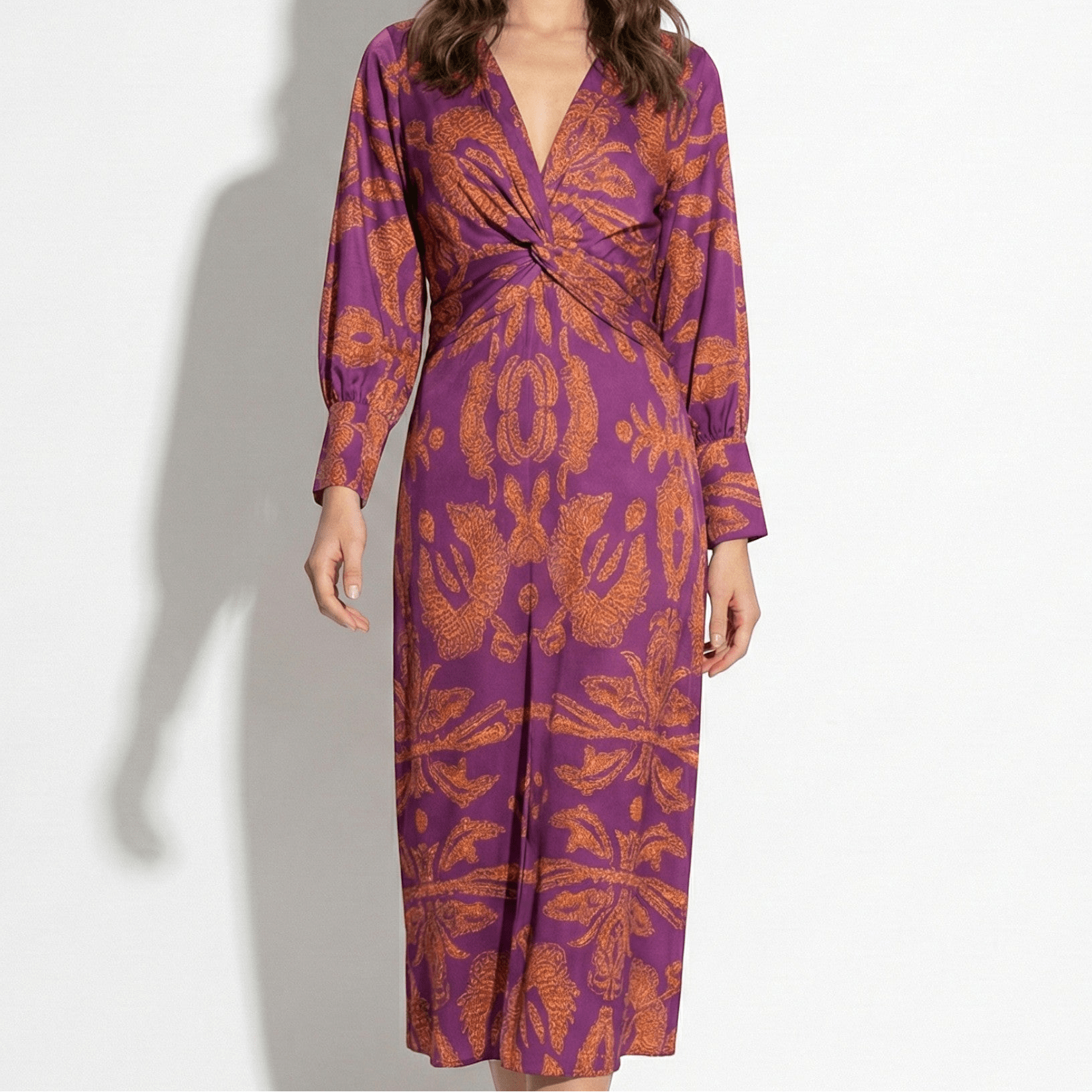 Alice - Women's Long Sleeve V - Neck Boho Maxi Dress - Dress - Purple - Taylor & Bennett