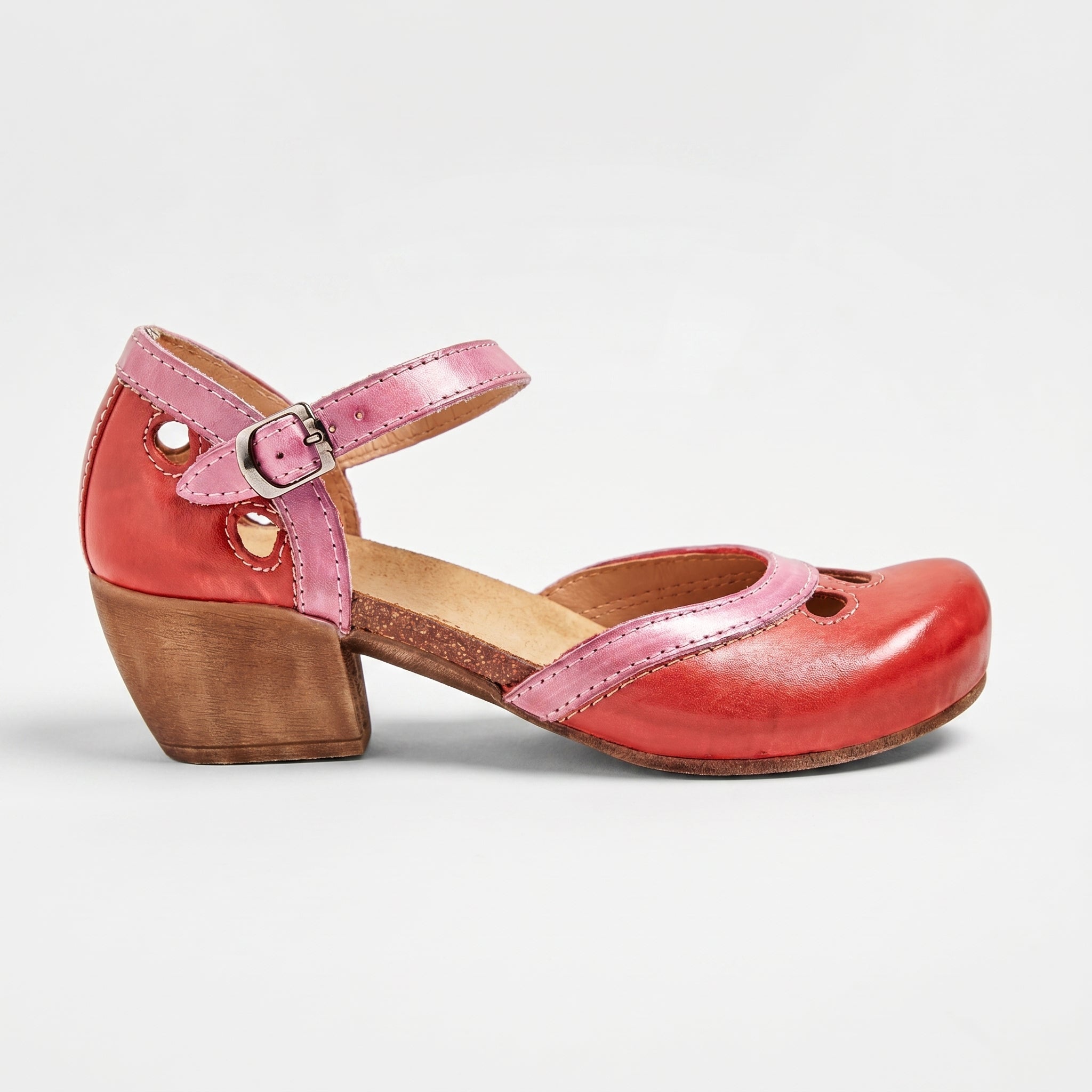 Alice - Women's Orthopaedic Block Heel Mary Jane Pumps - Sandals - Red - Taylor & Bennett