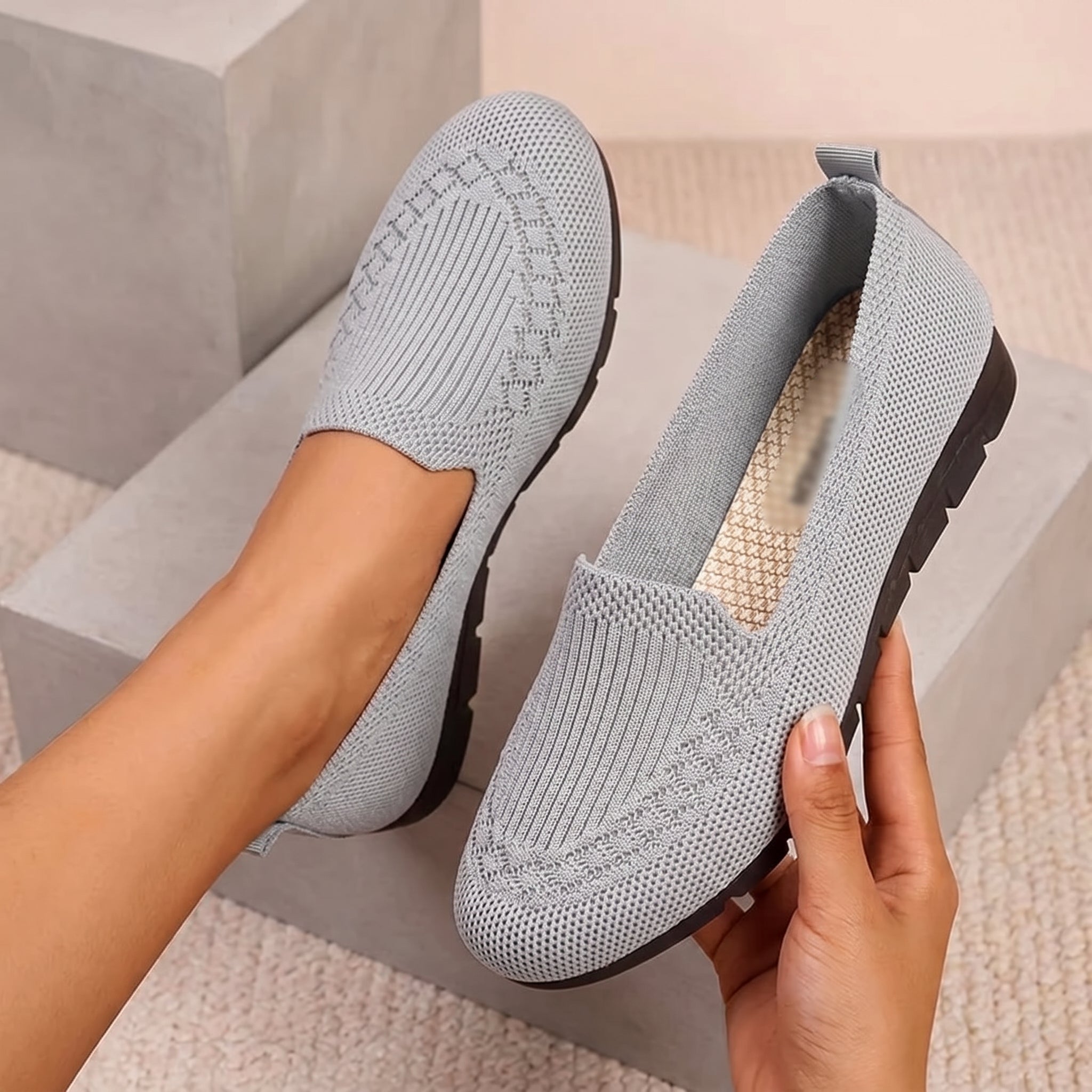 Alice - Women's Orthopaedic Breathable Cushioned Sole Loafers - Loafer - Grey - Taylor & Bennett