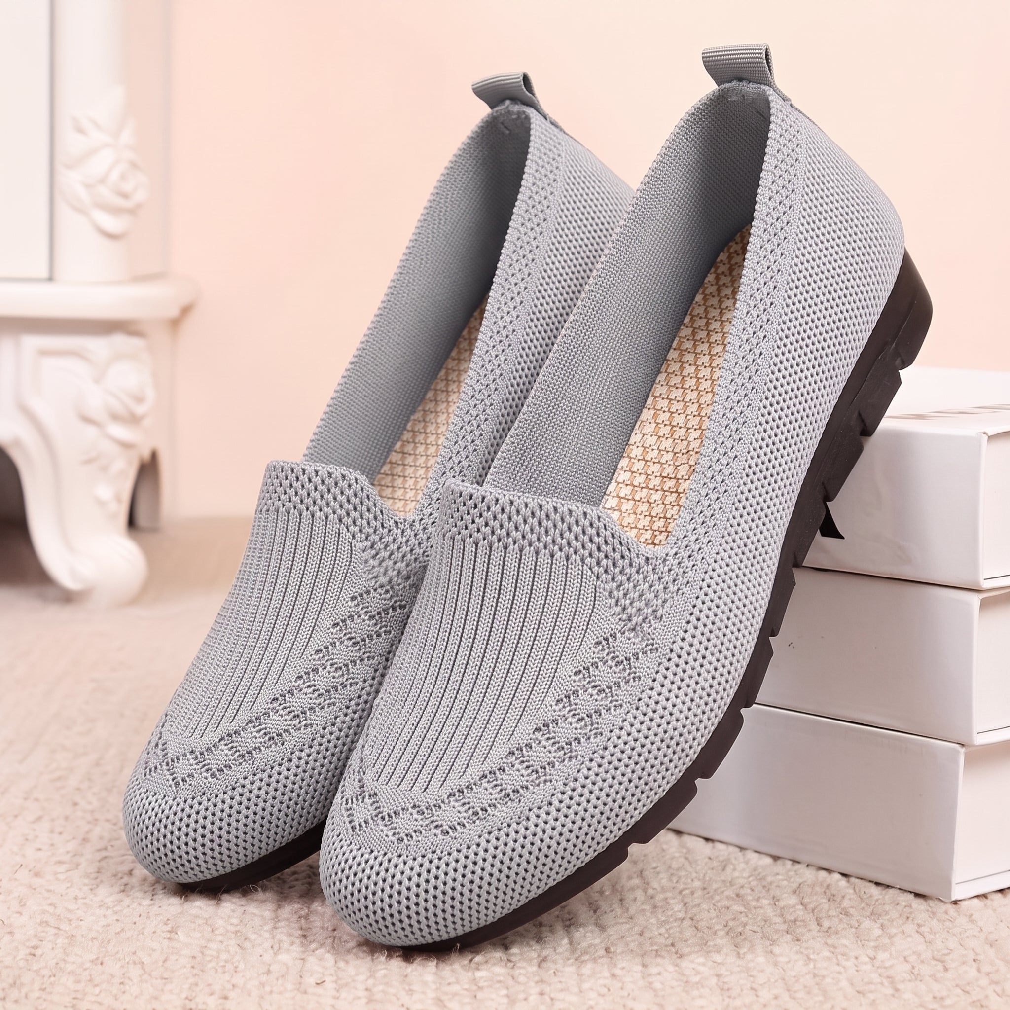 Alice - Women's Orthopaedic Breathable Cushioned Sole Loafers - Loafer - Grey - Taylor & Bennett