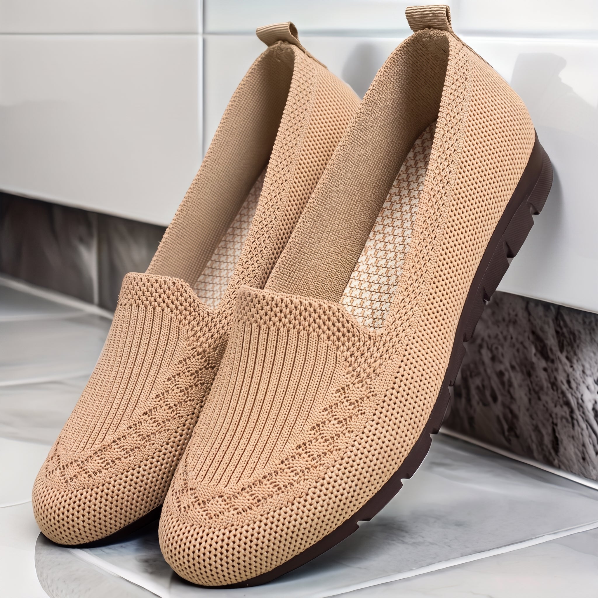 Alice - Women's Orthopaedic Breathable Cushioned Sole Loafers - Loafer - Khaki - Taylor & Bennett