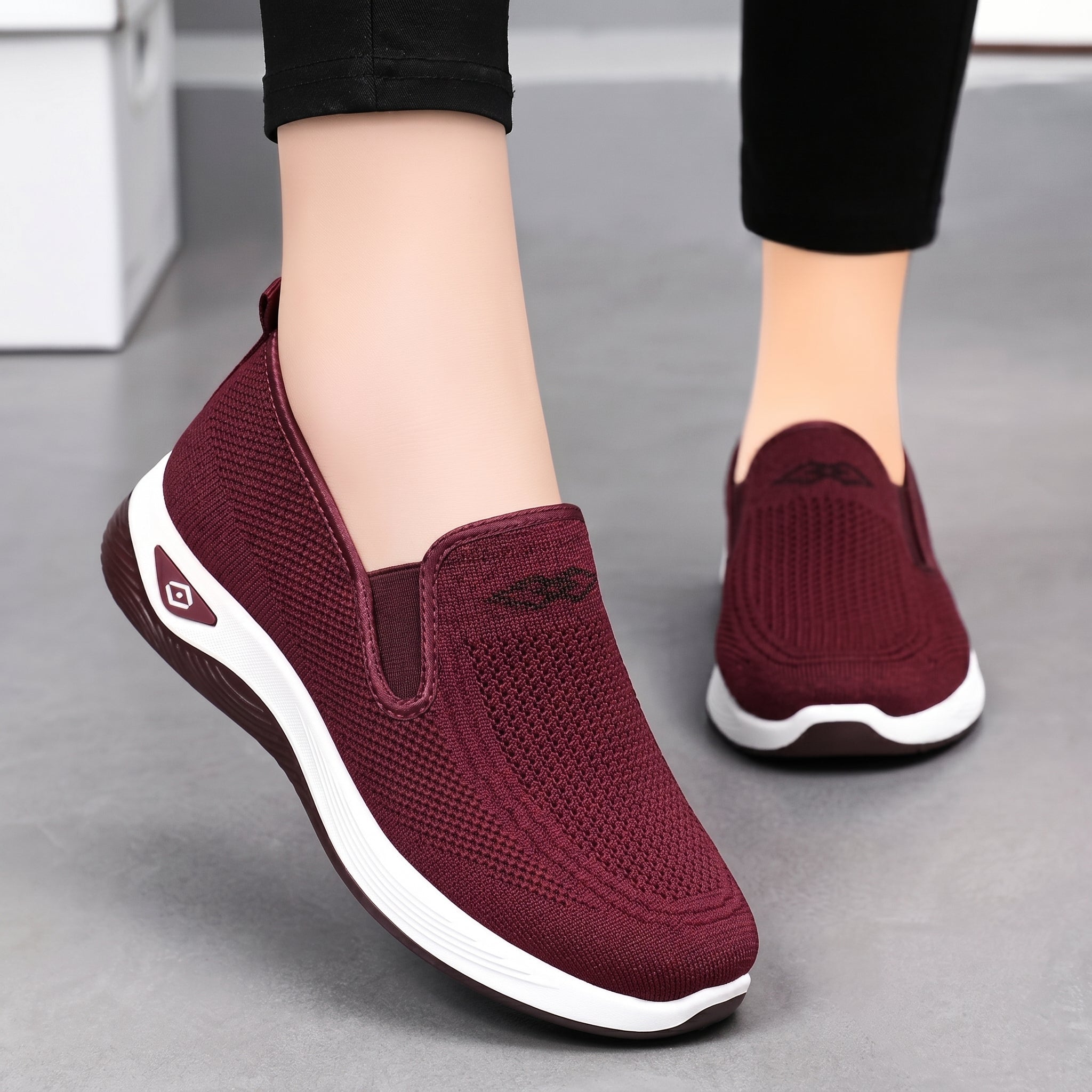 Alice - Women's Orthopaedic Breathable Slip-On Trainers - Orthopaedic Shoes - Red - Taylor & Bennett