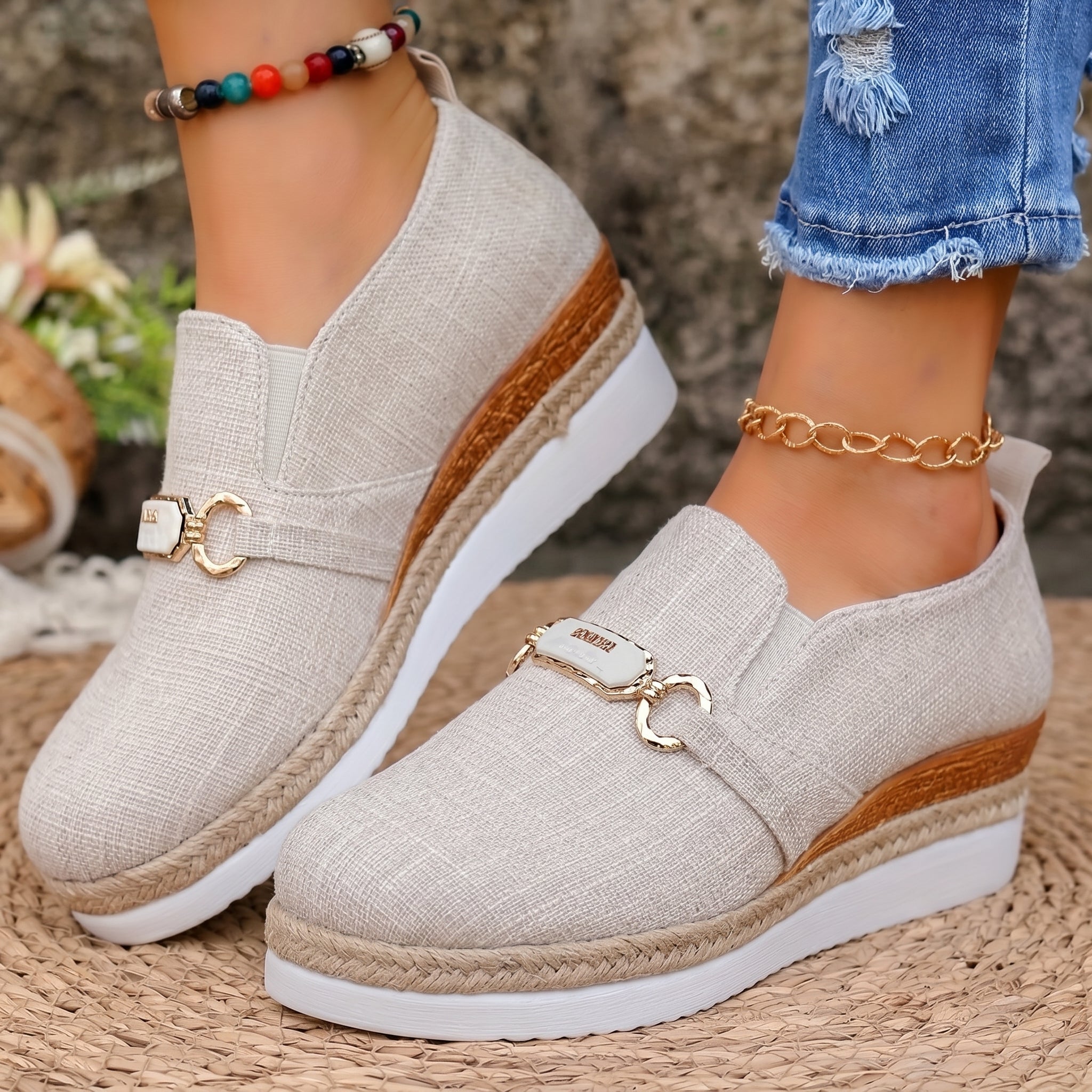 Alice - Women's Orthopaedic Platform Loafers - Loafers - Beige - Taylor & Bennett