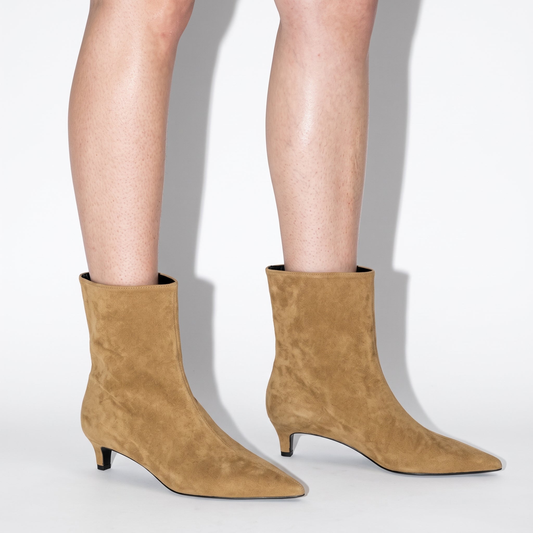 Alice - Women's Pointed Toe Kitten Heel Ankle Boots - Boots - Khaki - Taylor & Bennett