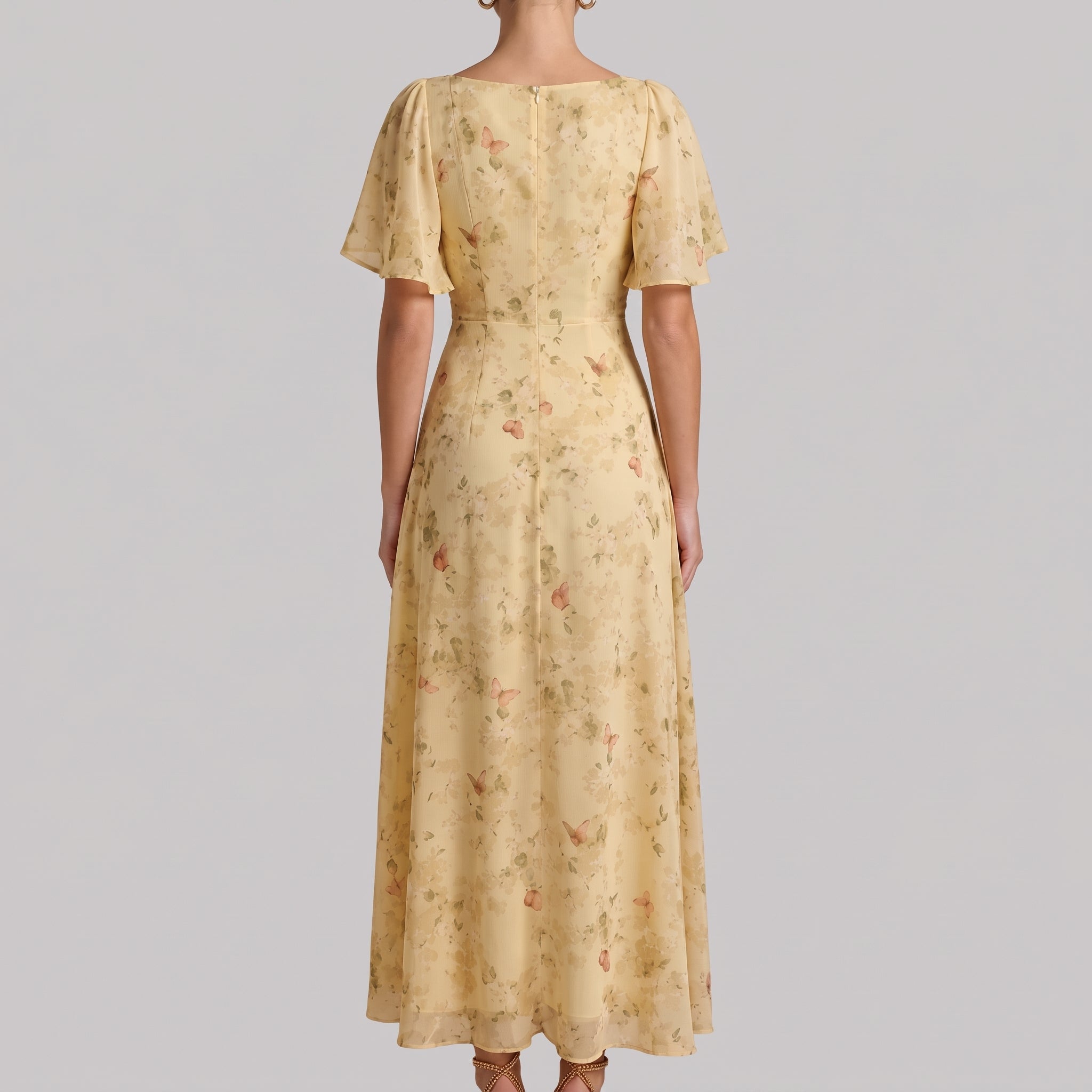 Alma - Women's Vintage Floral Wedding Guest Maxi Dress - Dresses - Yellow - Taylor & Bennett