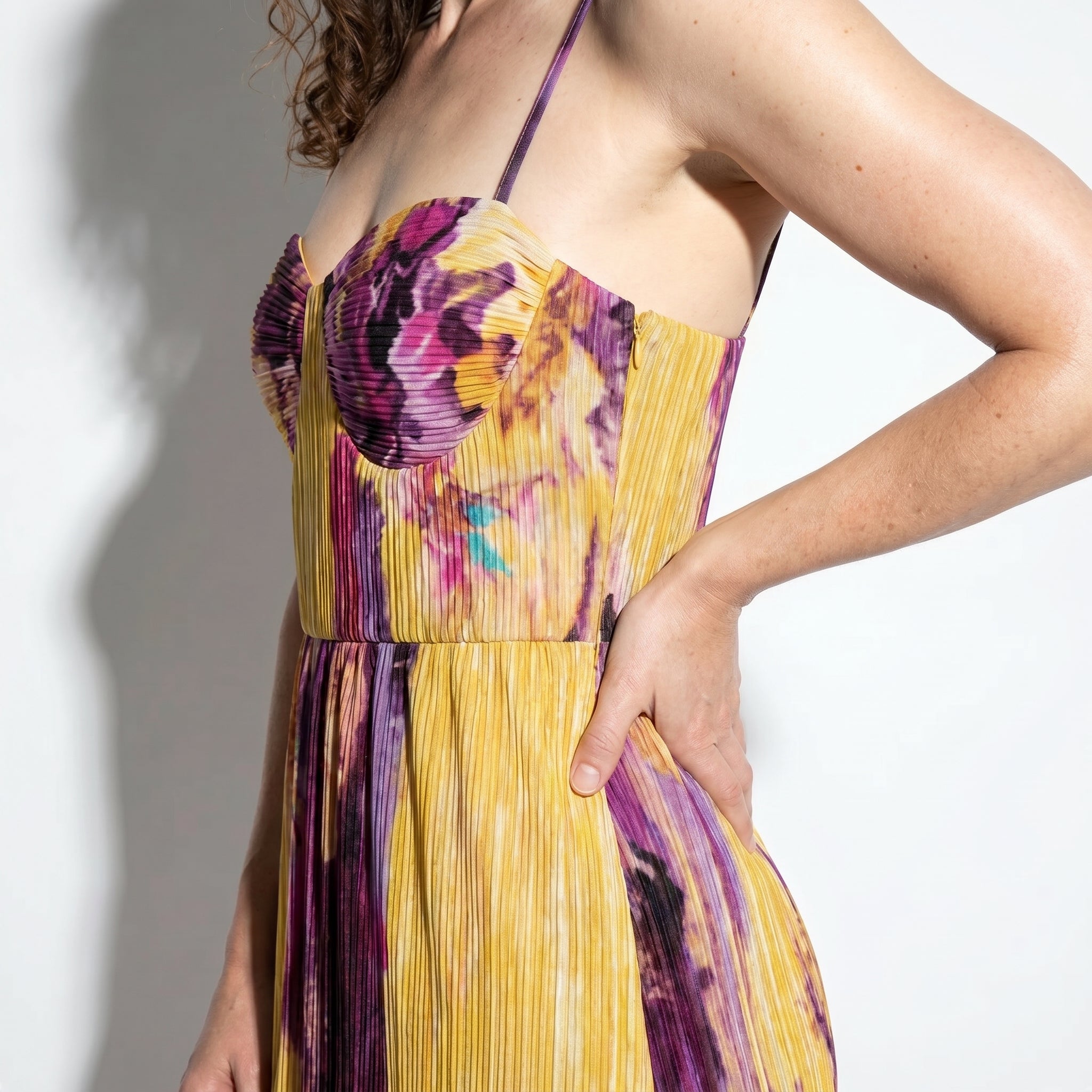 Amelia - Women's Floral Print Spaghetti Strap Maxi Dress - Dresses - Yellow - Taylor & Bennett