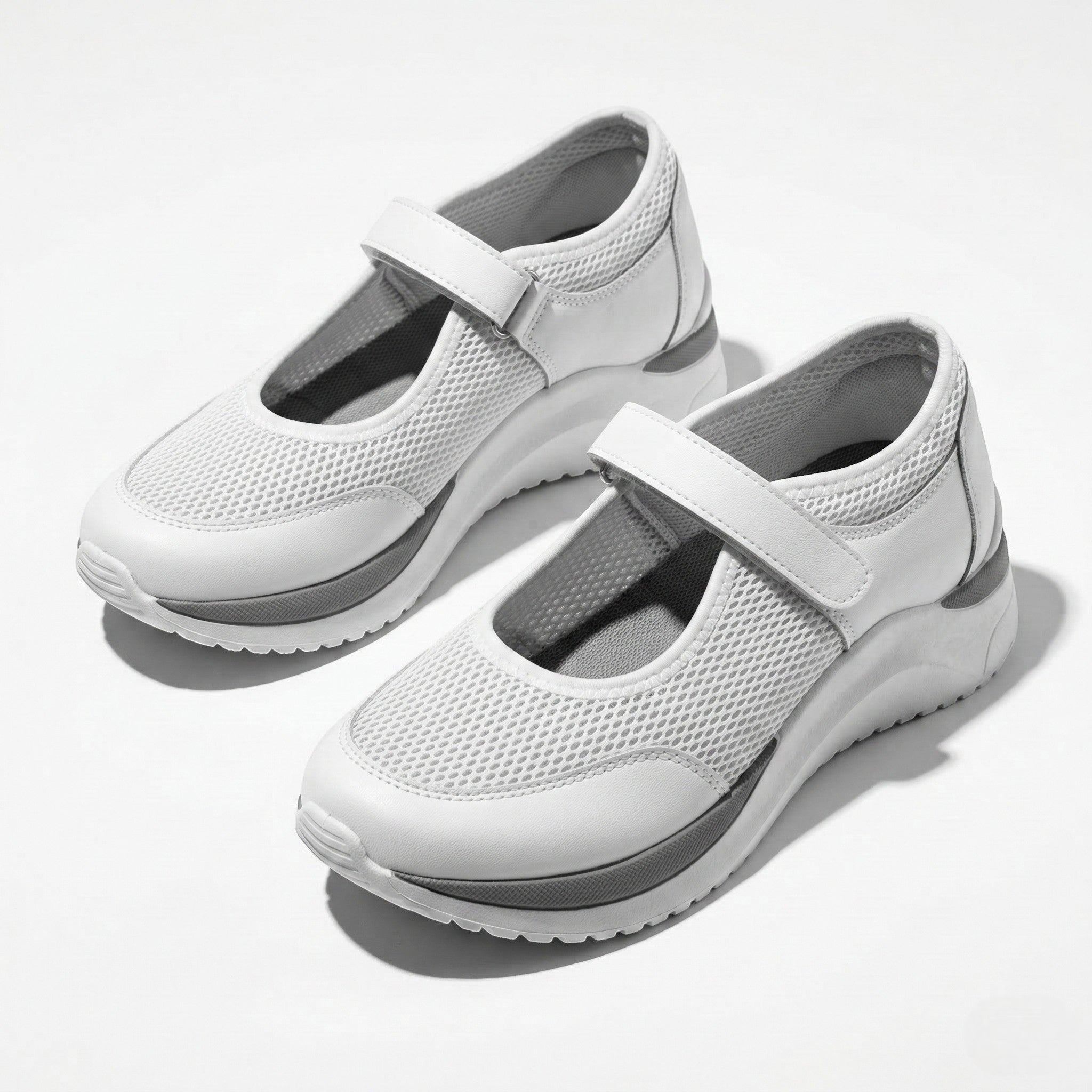 Amelia - Women's Lightweight Trainers with Adjustable Strap - Trainers - White - Taylor & Bennett