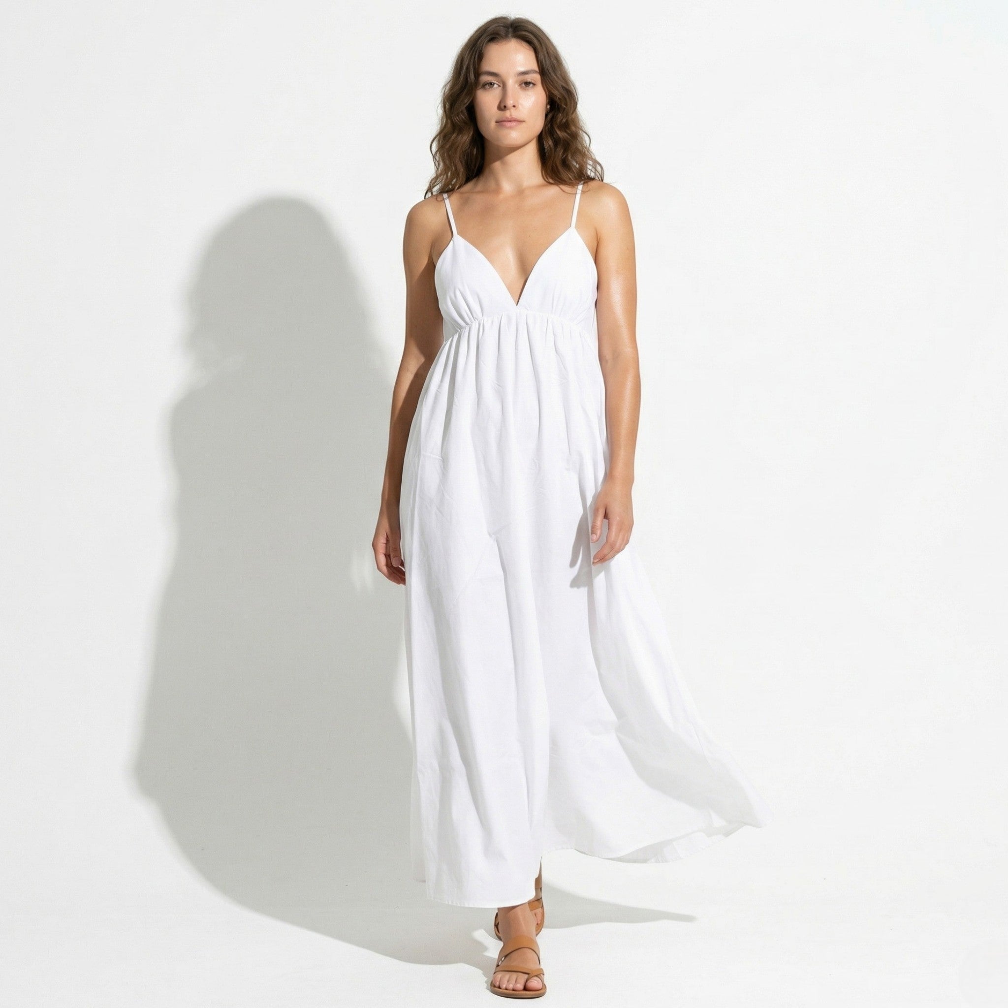 Amelia - Women's Maxi Dress with Spaghetti Straps - Dresses - White - Taylor & Bennett