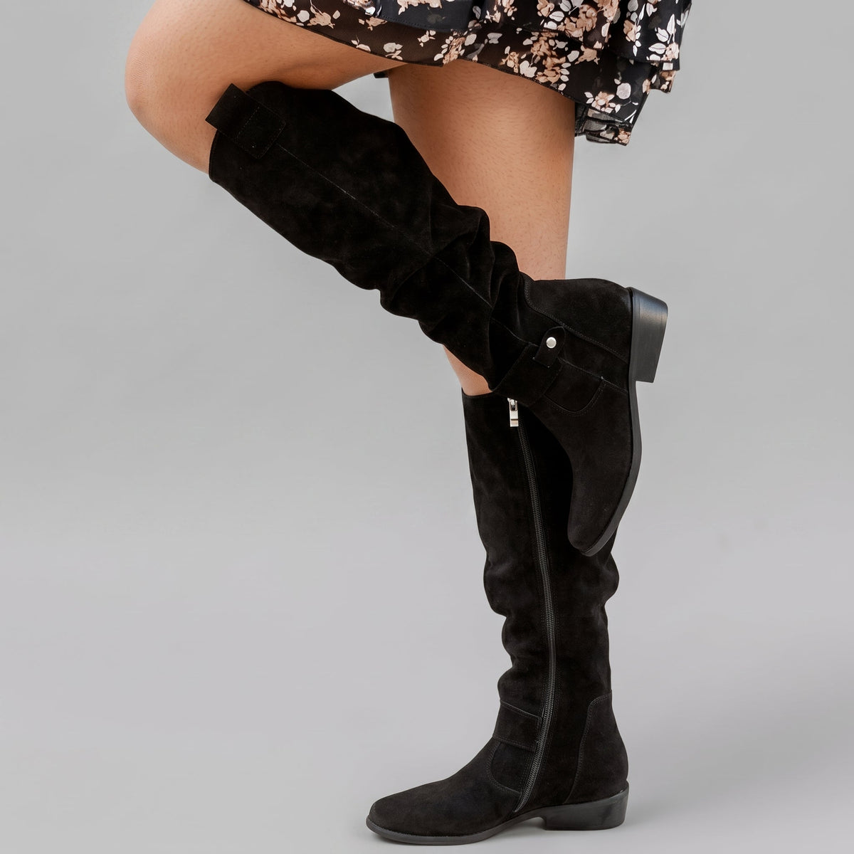 Amelia - Women's Orthopaedic Knee-High Boots with Buckle Strap - Boots - Black - Taylor & Bennett