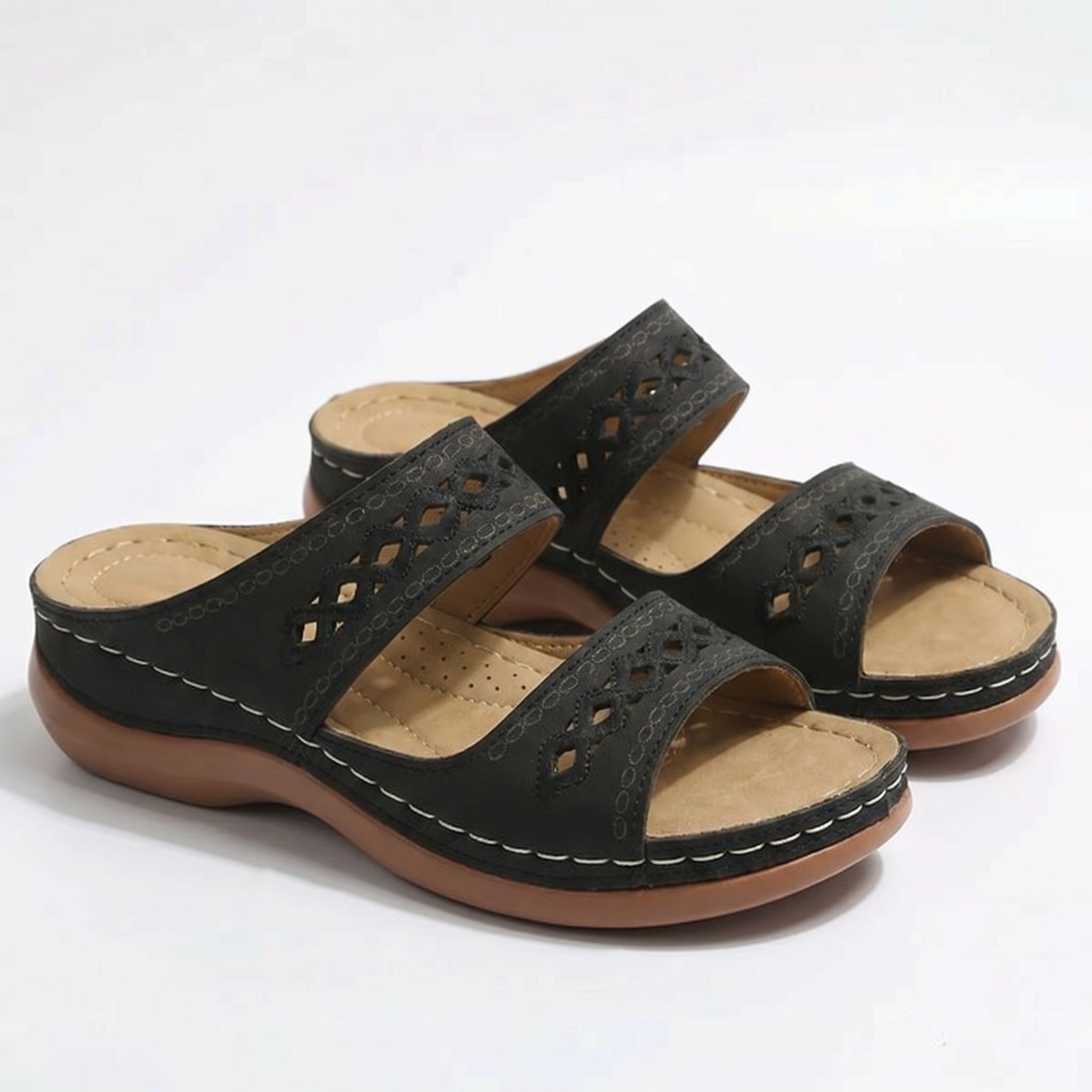 Amelia - Women's Orthopaedic Open Toe Sandals - Sandal - Black - Taylor & Bennett