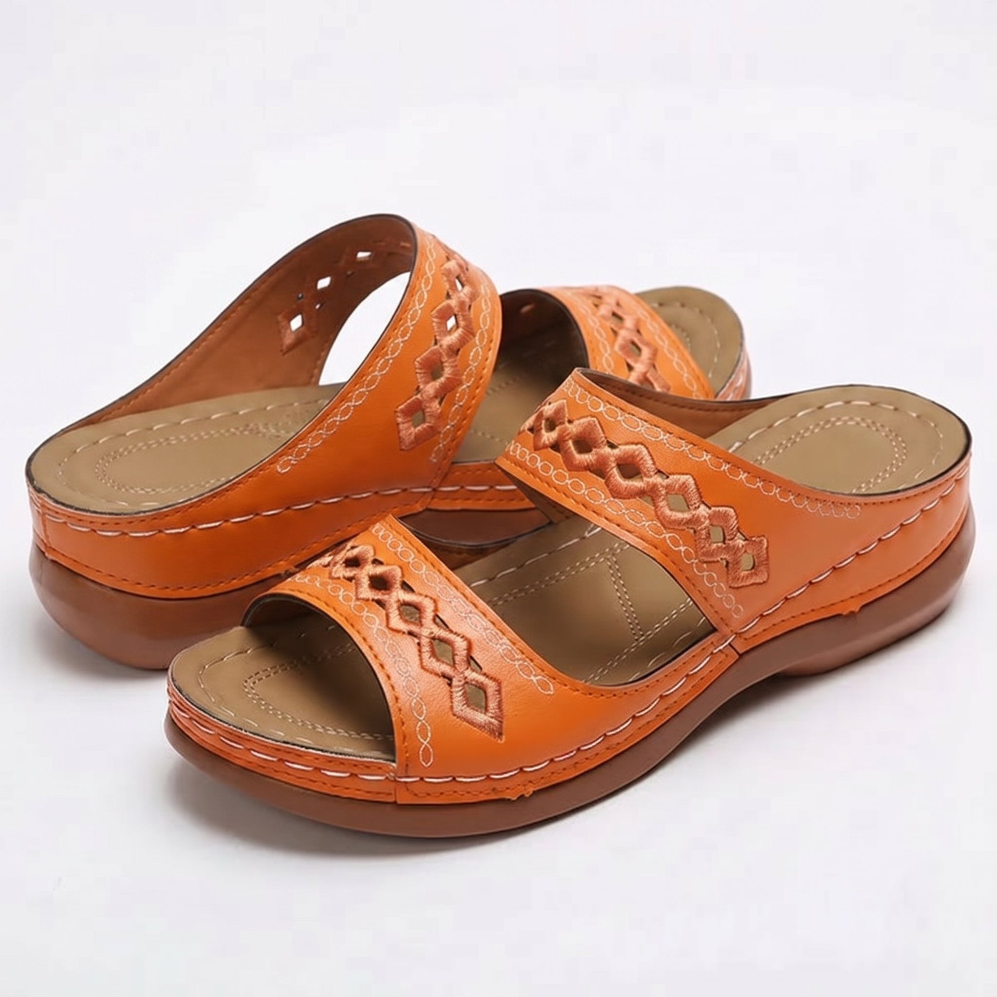 Amelia - Women's Orthopaedic Open Toe Sandals - Sandal - Orange - Taylor & Bennett