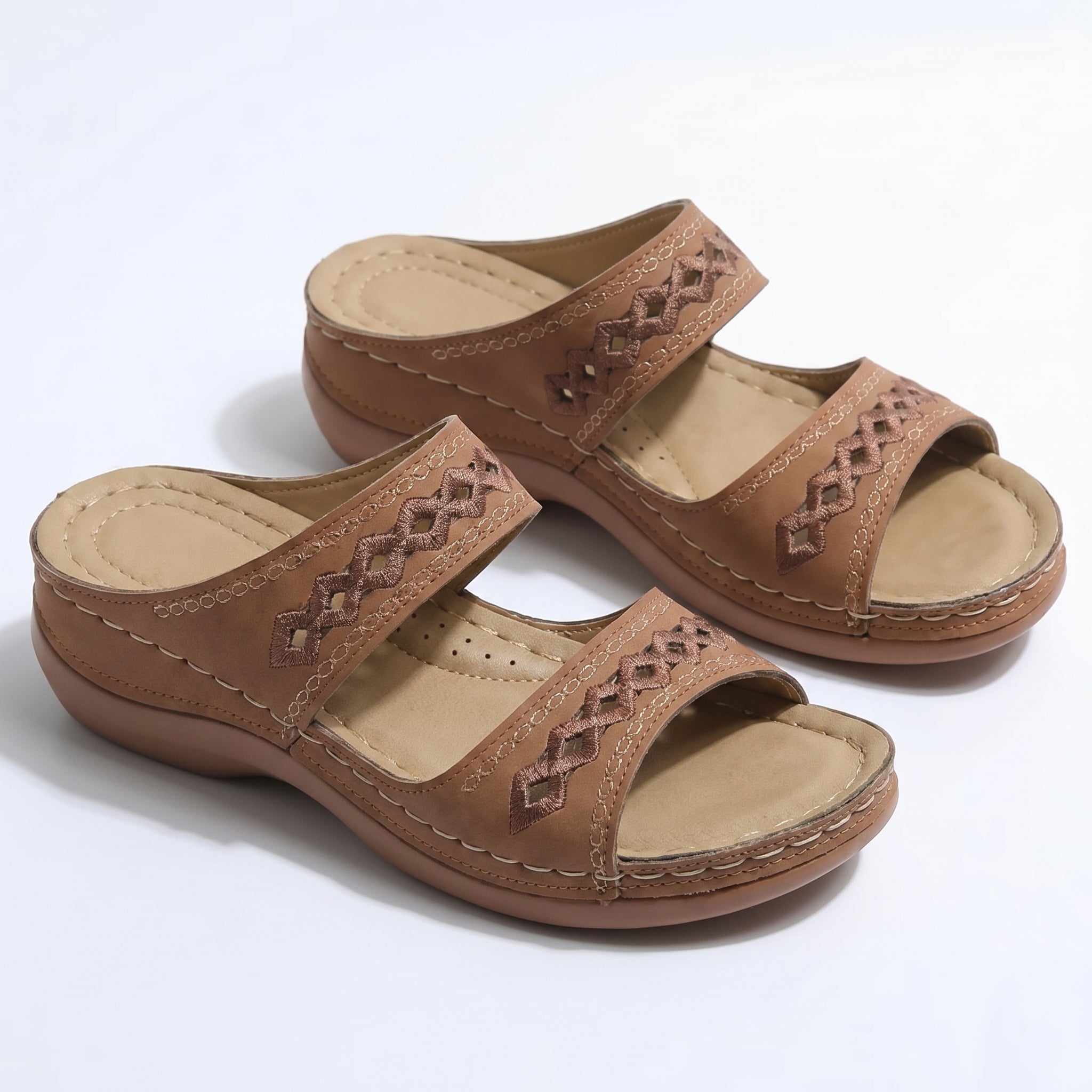 Amelia - Women's Orthopaedic Open Toe Sandals - Sandal - Brown - Taylor & Bennett
