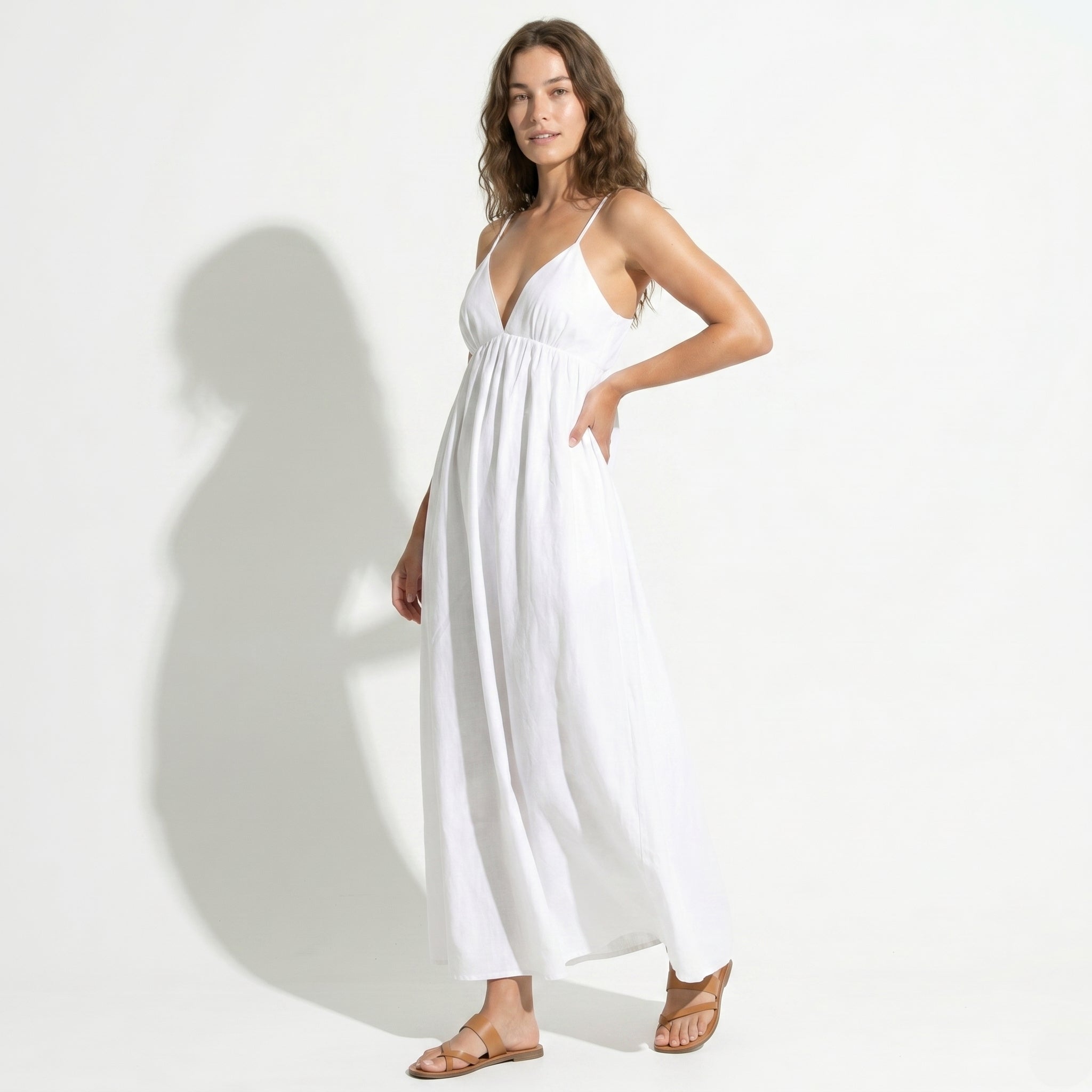 Amelia - Women's Summer Relaxed Maxi Dress - Dresses - White - Taylor & Bennett