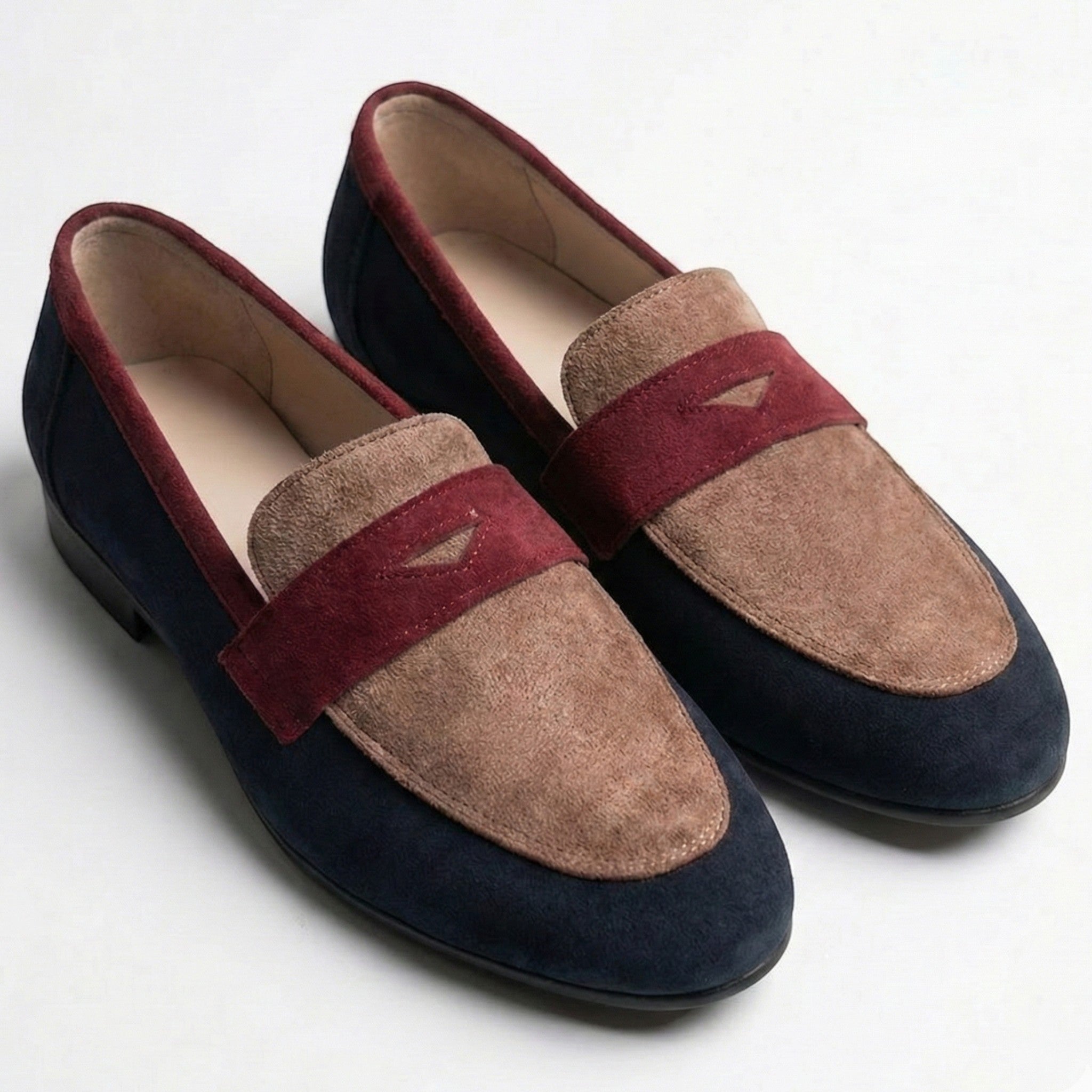 Amy - Women's Round Toe Loafer Shoes with Low Heel - Loafers - Blue - Taylor & Bennett