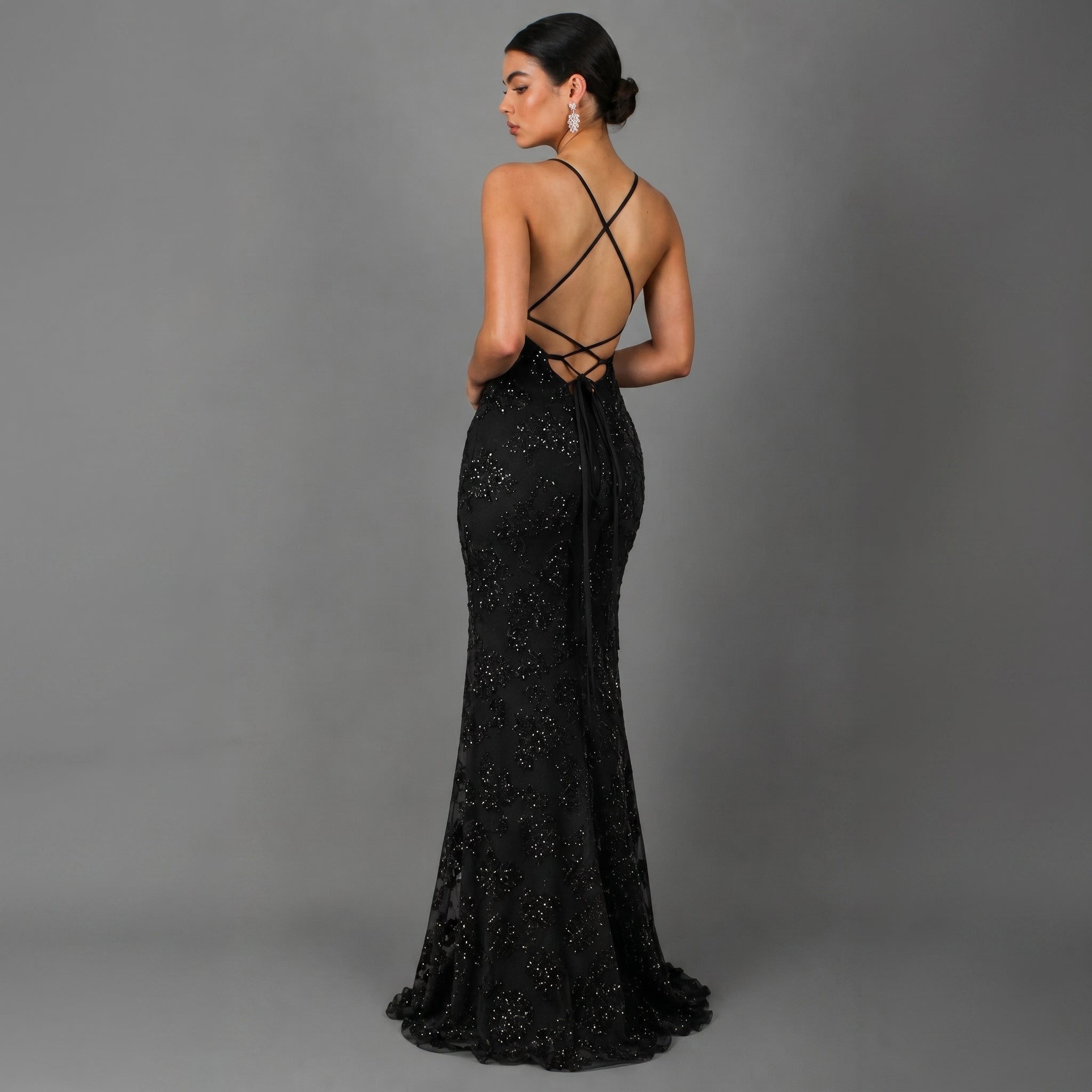 Anna - Women's Wedding Guest Sequin Maxi Dress - Dress Women - Black - Taylor & Bennett