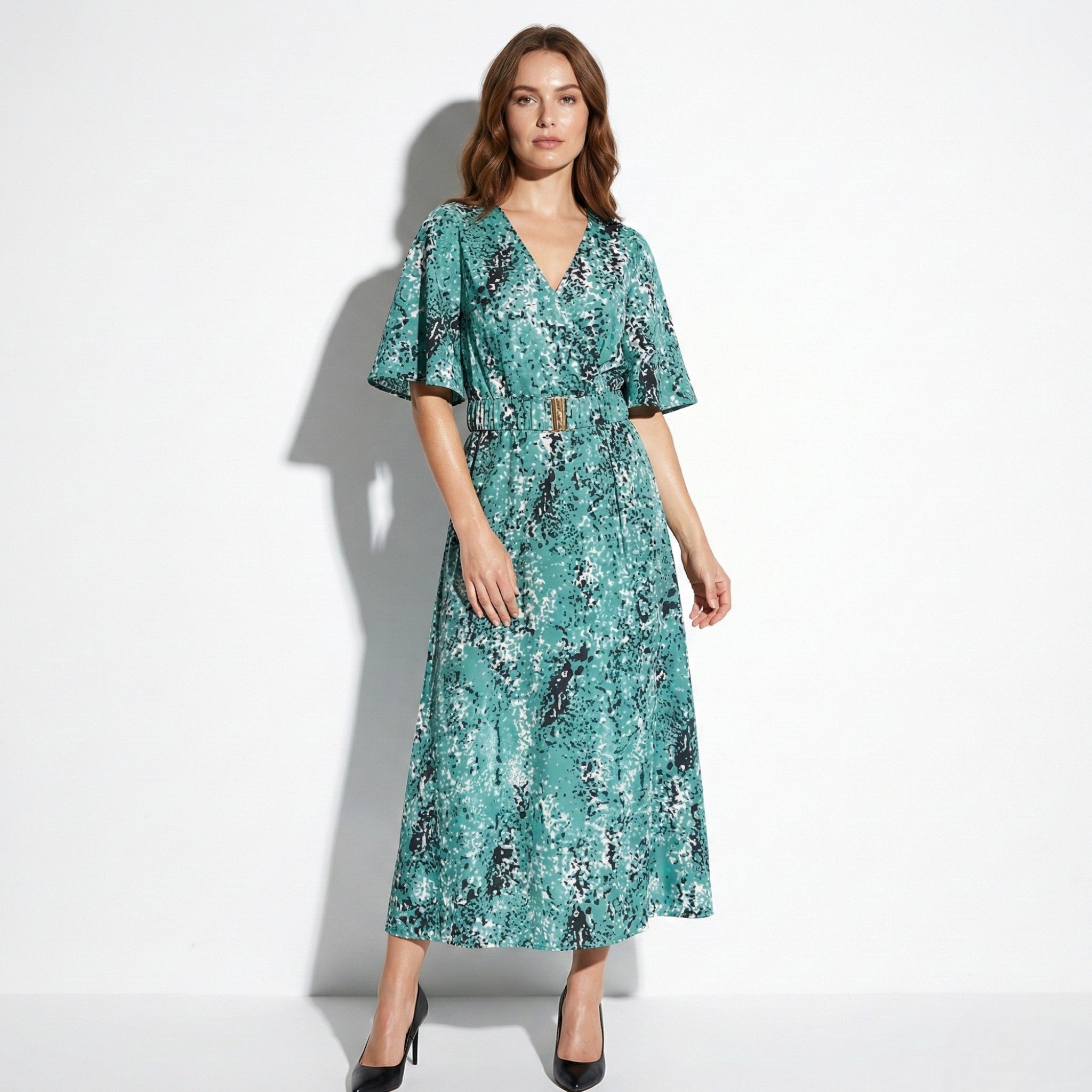 Annabelle - Women's Relaxed Long Sleeve Maxi Dress - Dress - Green - Taylor & Bennett