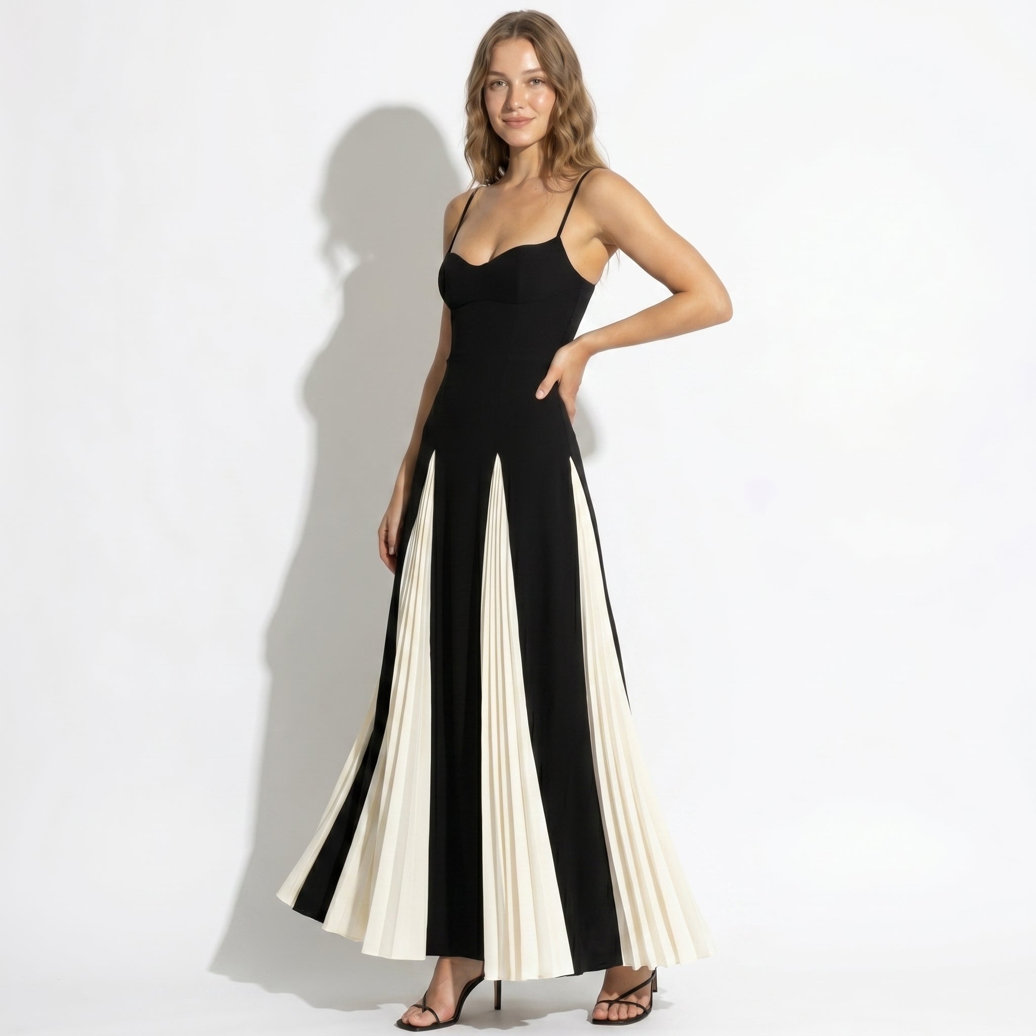 Anne - Women's Evening Flared Maxi Dress - Maxi Dress - Black - Taylor & Bennett