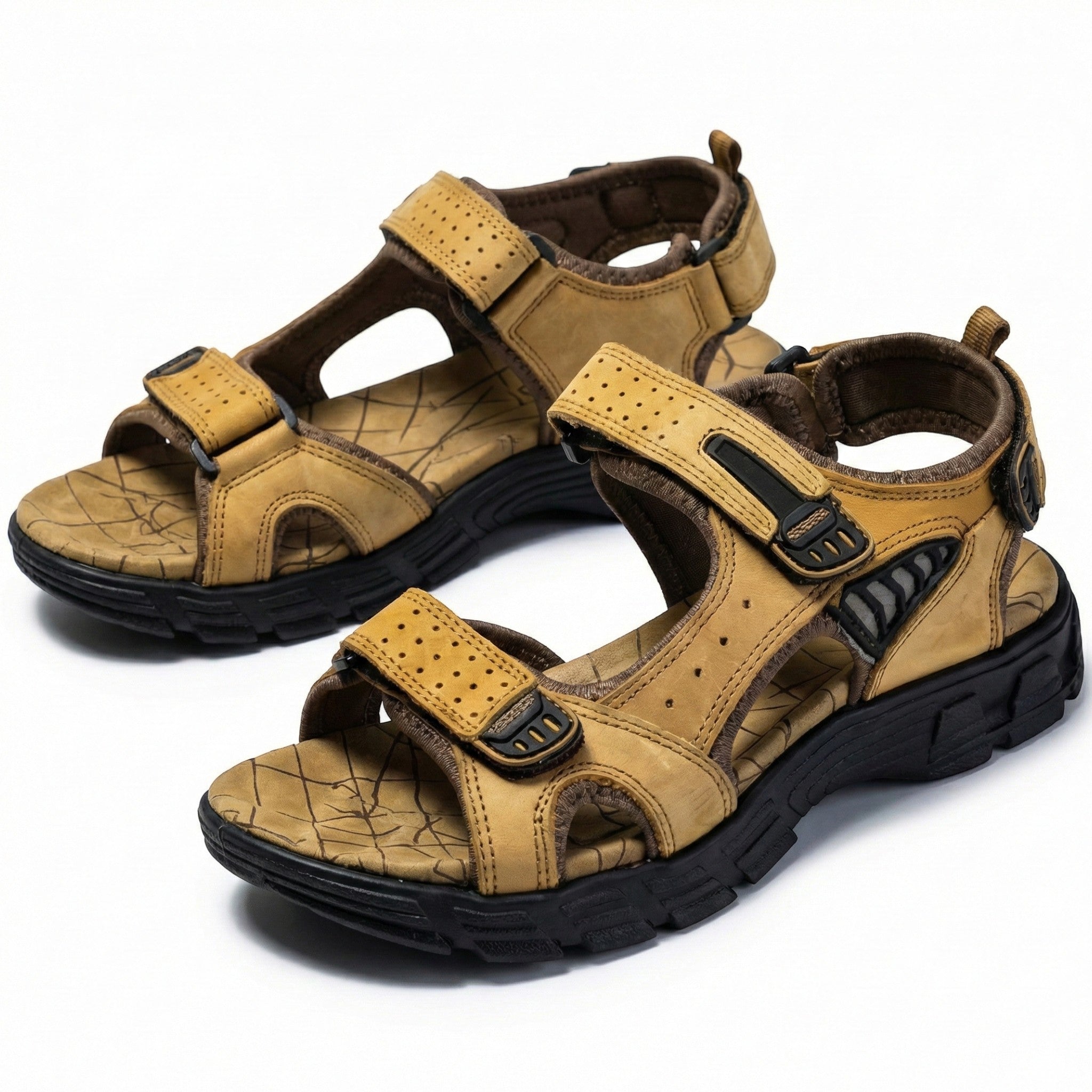 Arthur - Men's Adjustable Walking Sandals with Durable Straps - Sandals - Camel - Taylor & Bennett
