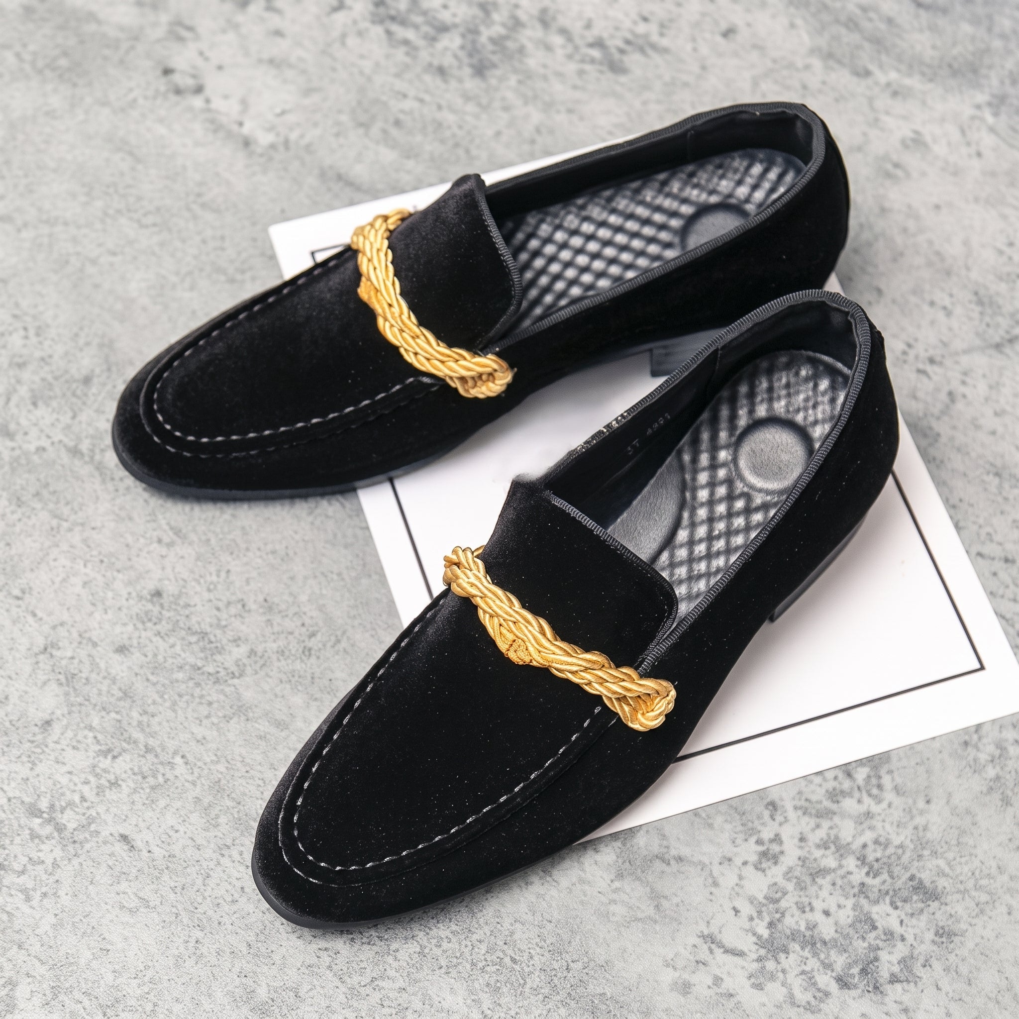 Arthur - Men's Formal Loafers with Gold Rope Detail - Loafers - Black - Taylor & Bennett