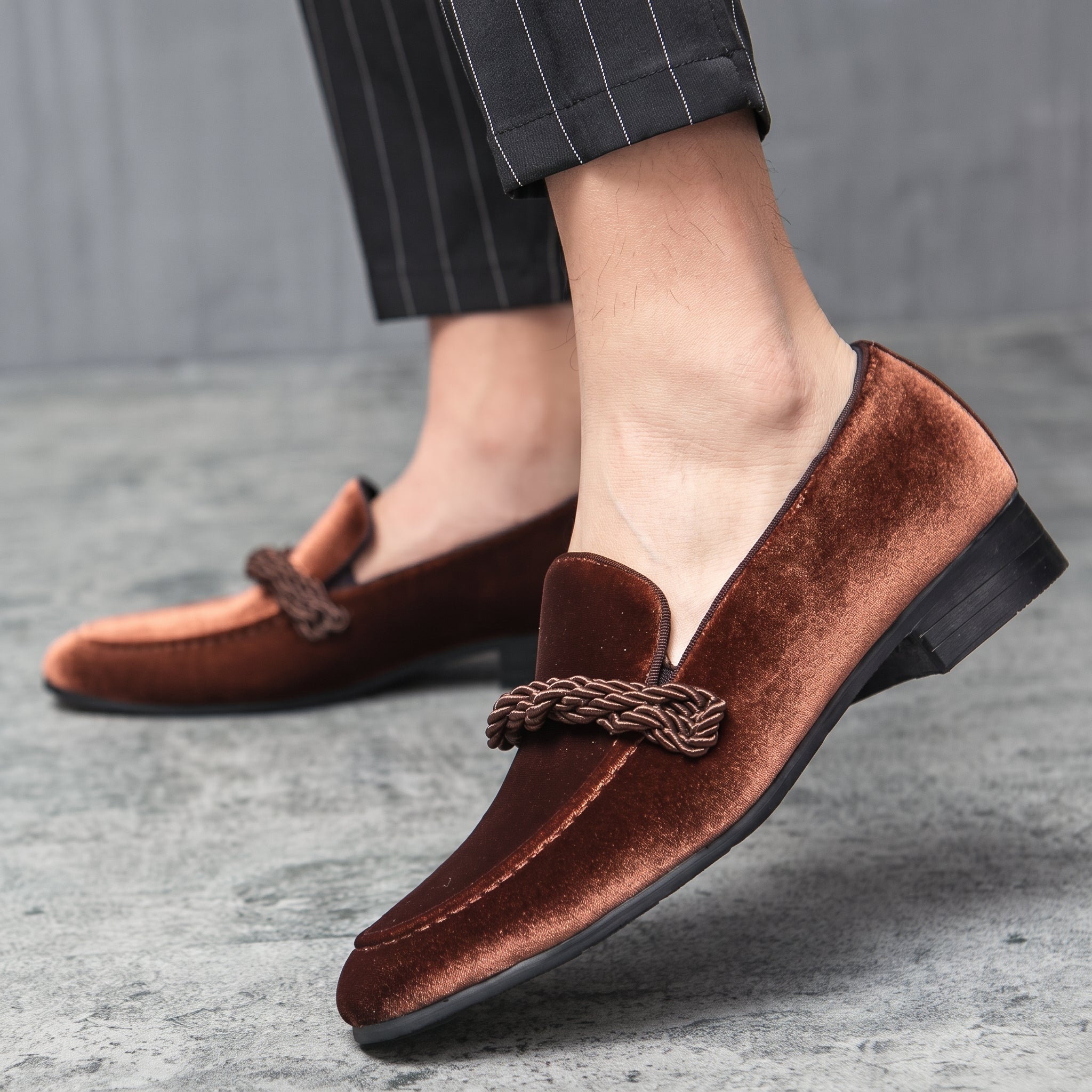 Arthur - Men's Formal Loafers with Gold Rope Detail - Loafers - Brown - Taylor & Bennett