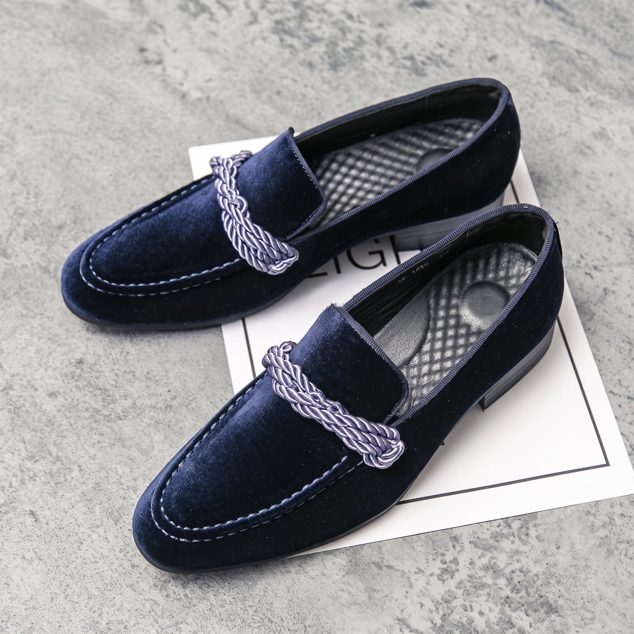 Arthur - Men's Formal Loafers with Gold Rope Detail - Loafers - Blue - Taylor & Bennett