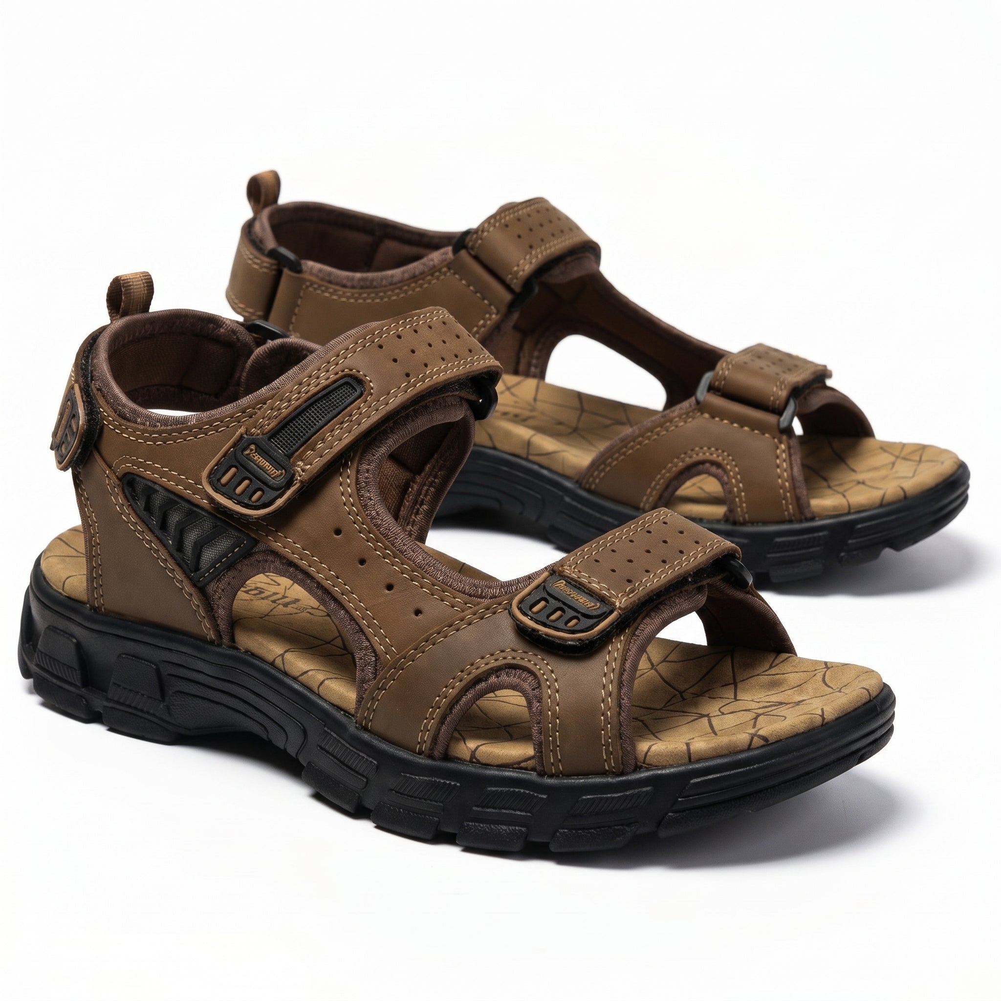 Arthur - Men's Orthopaedic Open Toe Sandals - Sandals - Dark Brown - Taylor & Bennett