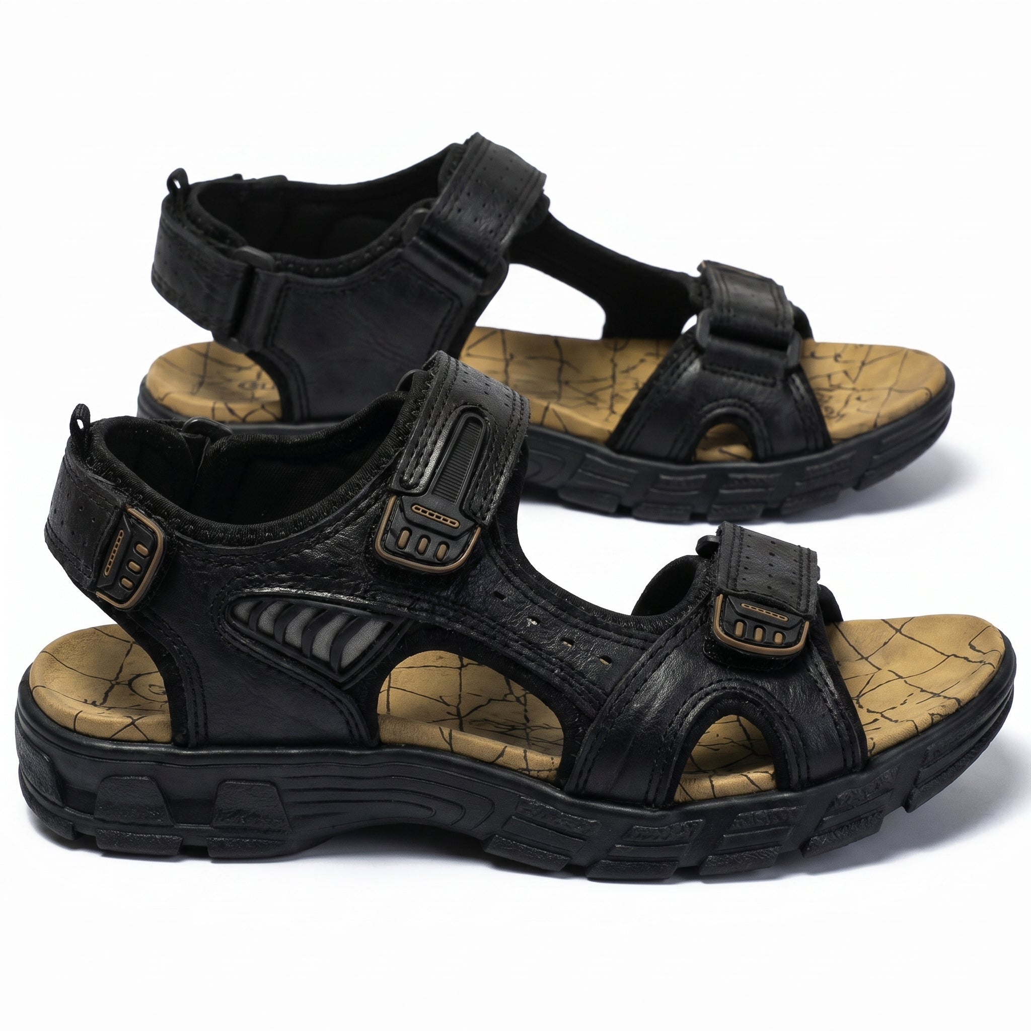 Arthur - Men's Orthopaedic Open Toe Sandals - Sandals - Black - Taylor & Bennett