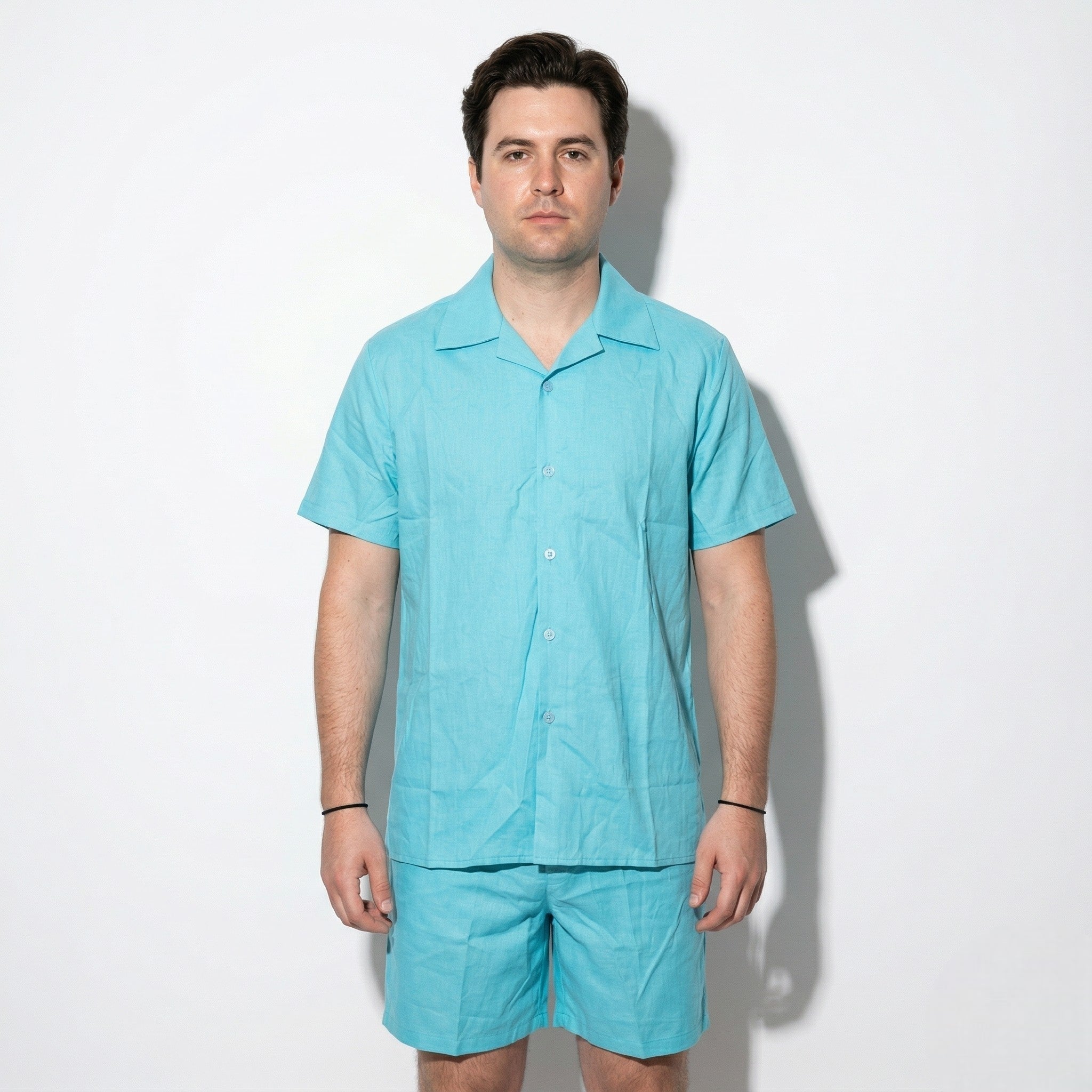 Arthur - Men's Short Sleeve Shirt and Summer Shorts Set - Sets for Men - Turquoise - Taylor & Bennett