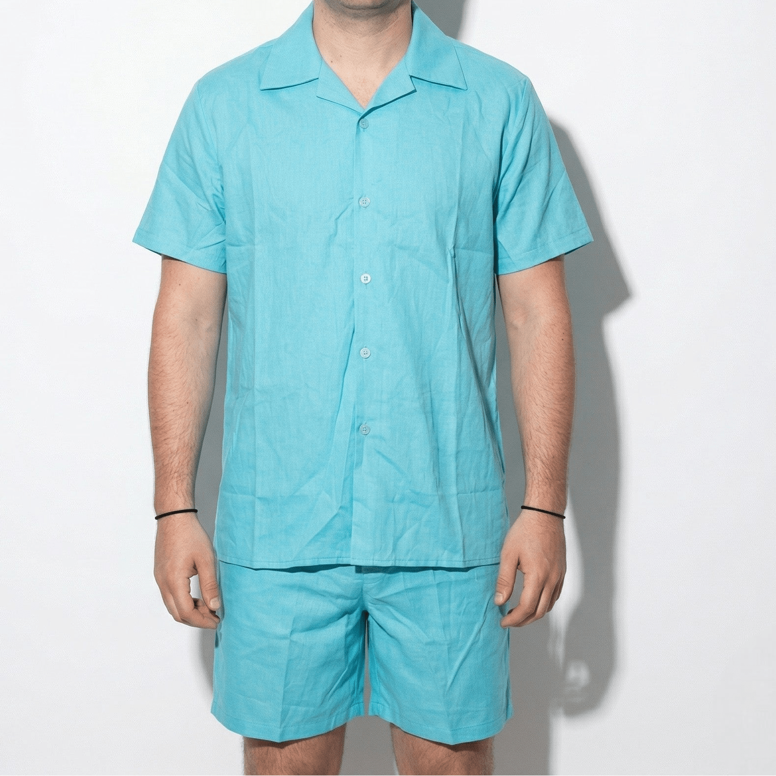 Arthur - Men's Short Sleeve Shirt and Summer Shorts Set - Sets for Men - Turquoise - Taylor & Bennett