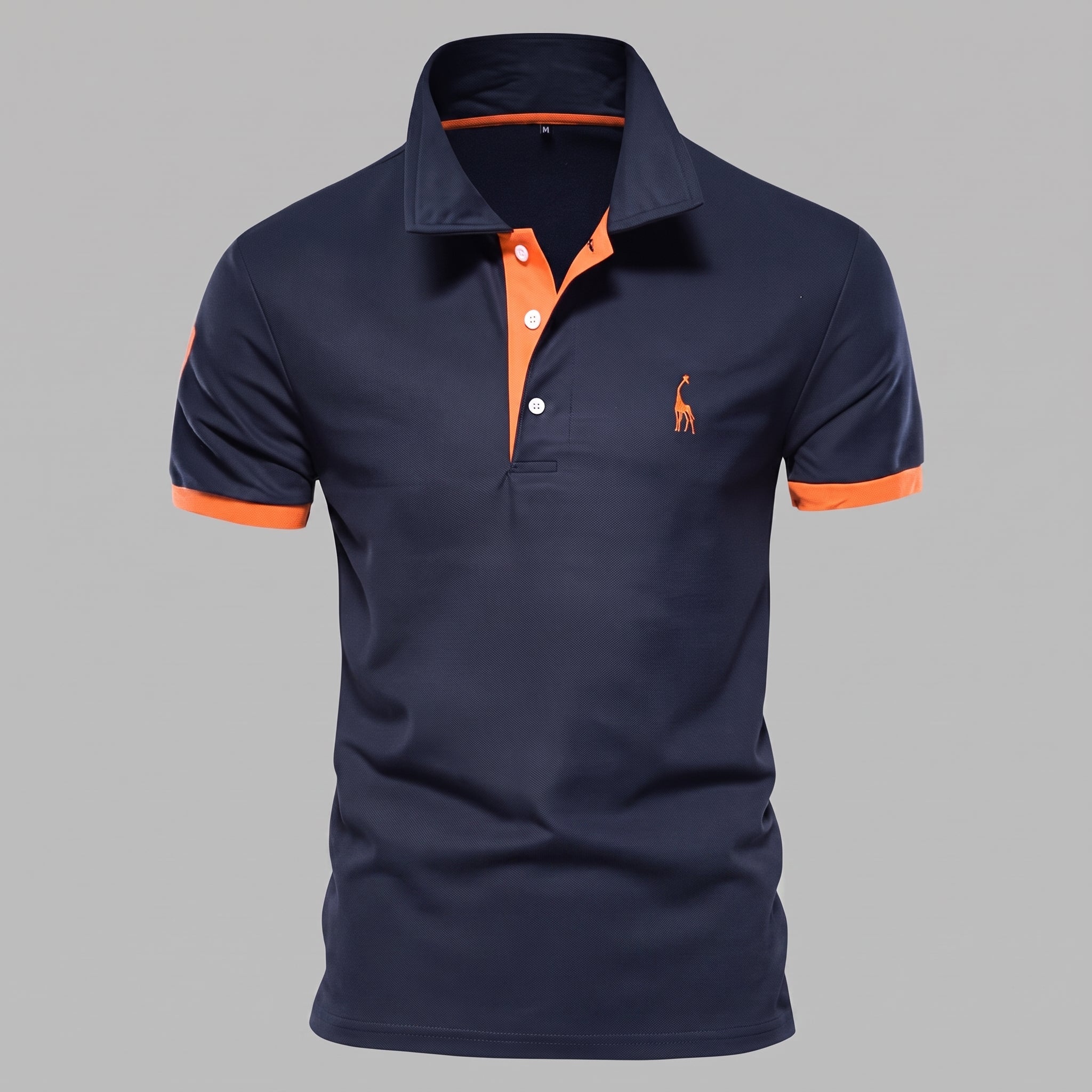 Arthur - Men's Slim Fit Contrast Trim Short Sleeve Polo Shirt - Polo Shirts - Navy Blue - Taylor & Bennett