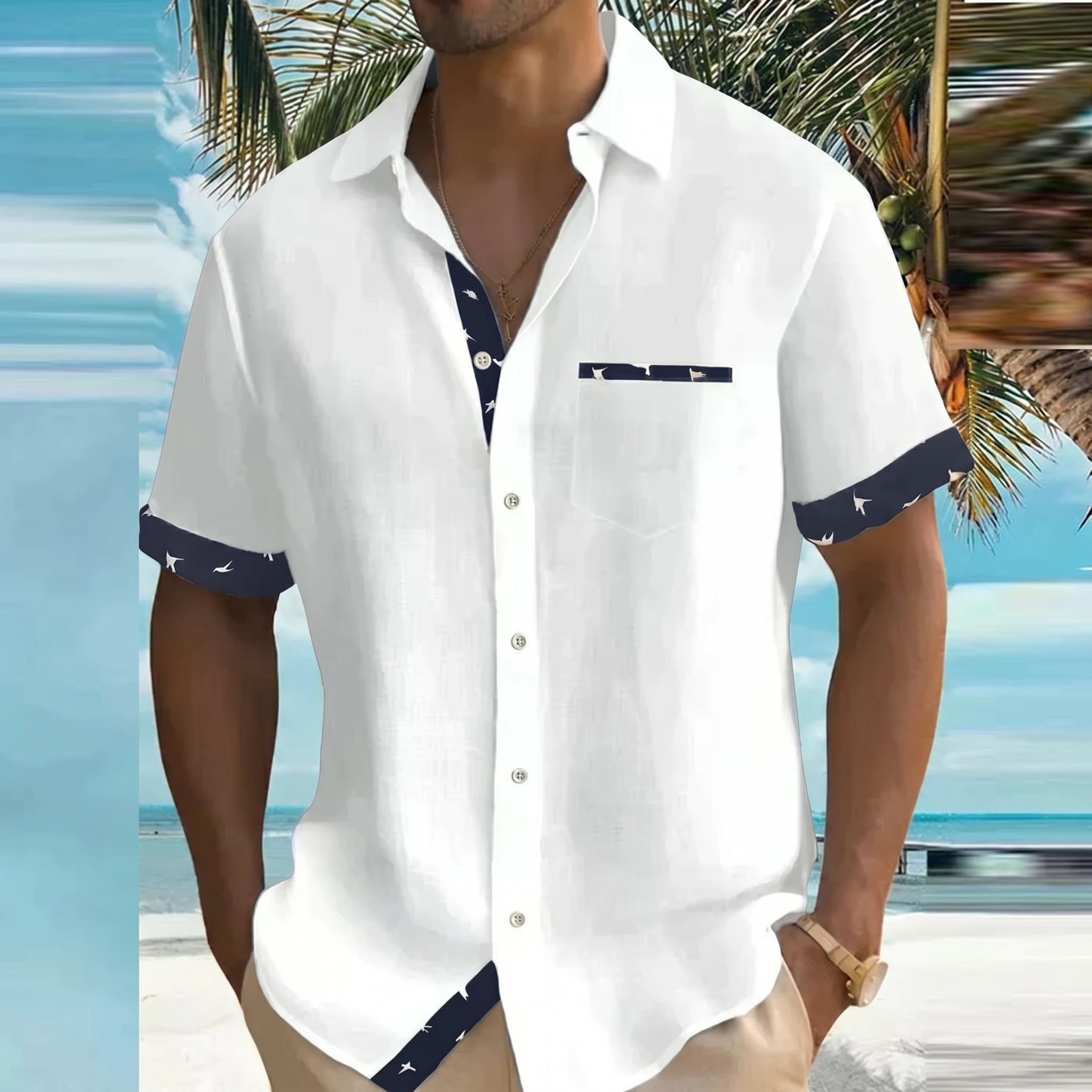 Arthur - Men's Summer Relaxed Fit Button-Down Shirt - Men Shirt - White - Taylor & Bennett