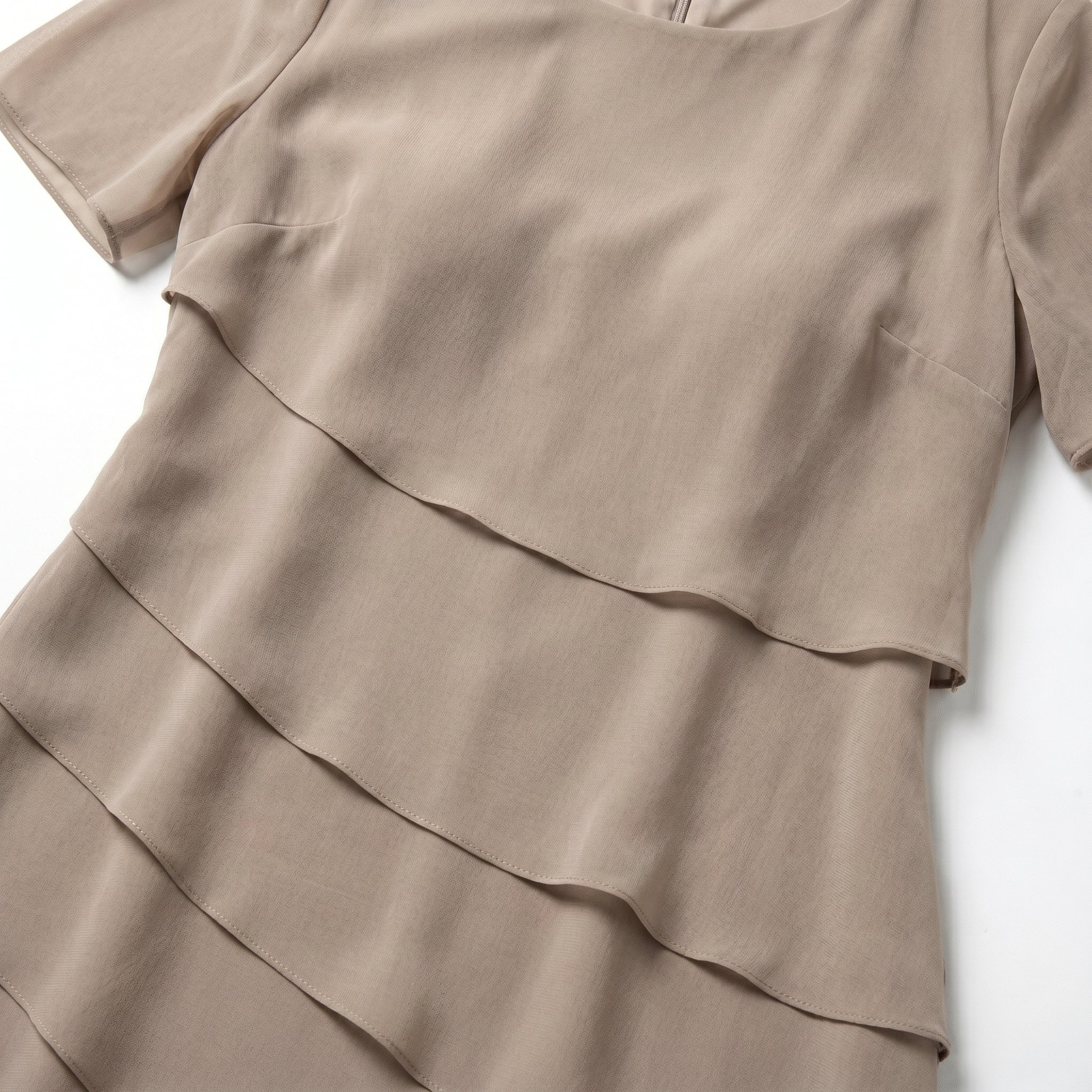 Arya - Women's Tiered Mini Dress - Dress - Khaki - Taylor & Bennett