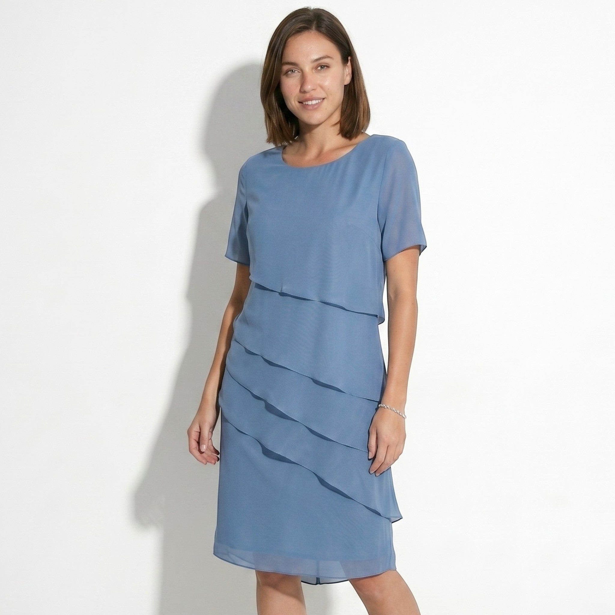 Arya - Women's Tiered Mini Dress - Dress - Blue - Taylor & Bennett