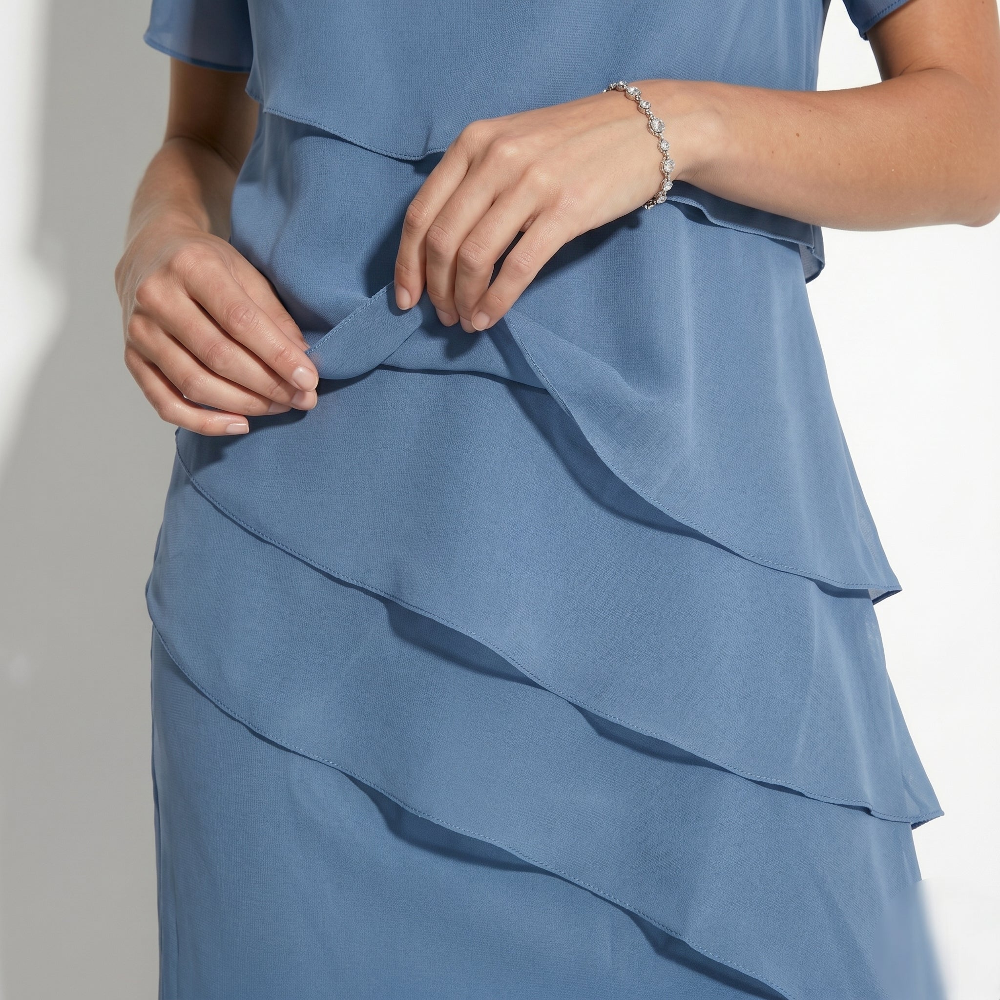 Arya - Women's Tiered Mini Dress - Dress - Blue - Taylor & Bennett