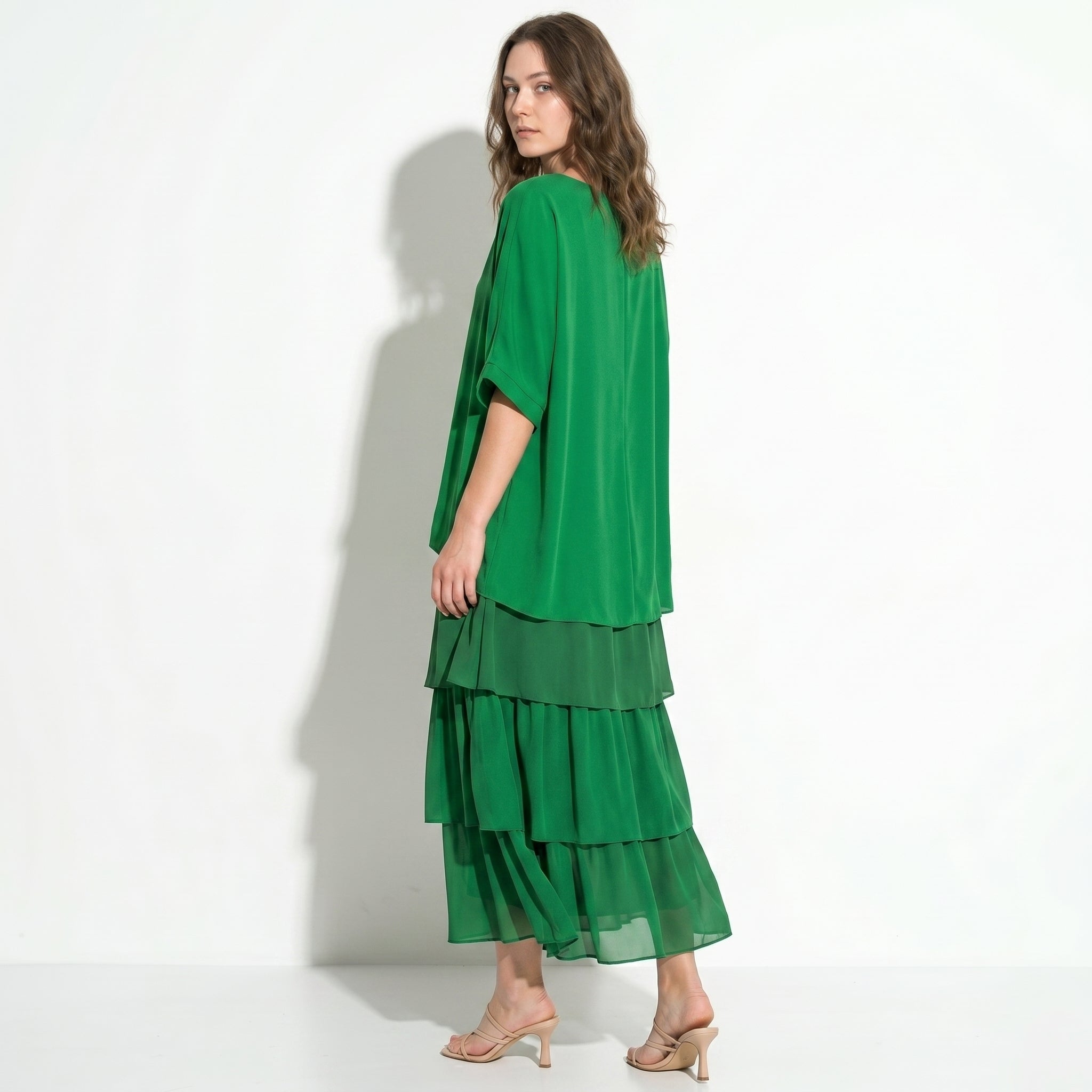 Athena – Women's Batwing Tiered Summer Maxi Dress - Maxi Dress - Green - Taylor & Bennett