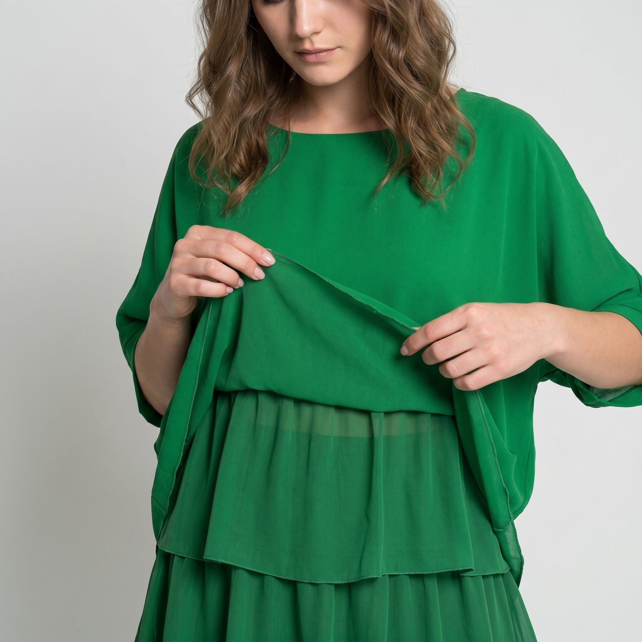 Athena – Women's Batwing Tiered Summer Maxi Dress - Maxi Dress - Green - Taylor & Bennett