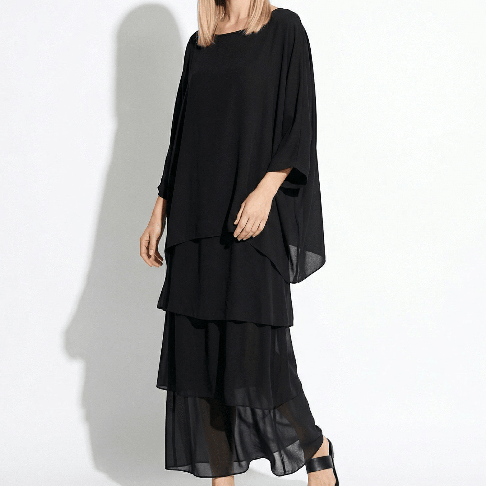 Athena – Women's Batwing Tiered Summer Maxi Dress - Maxi Dress - Black - Taylor & Bennett