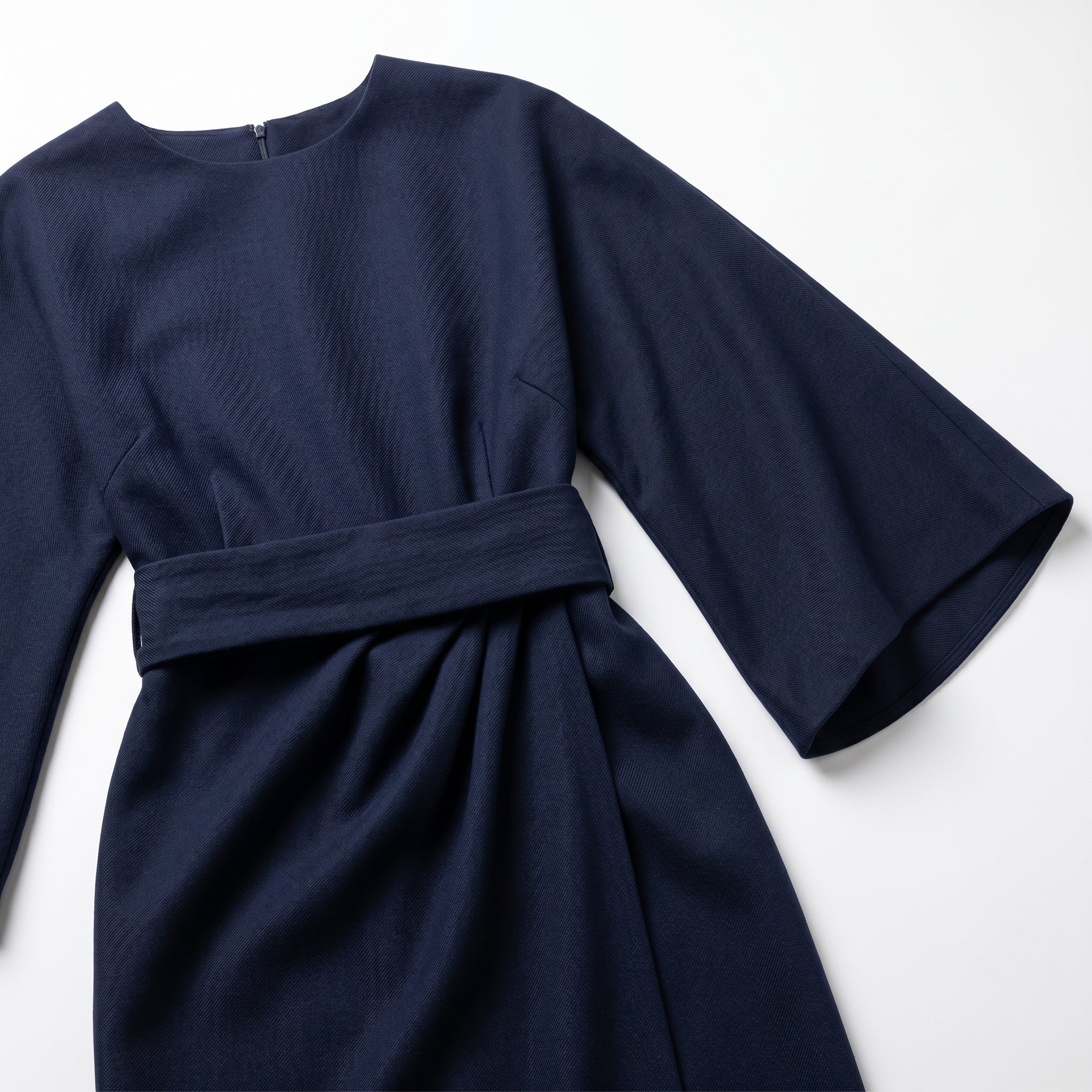 Aurora - Women's Flowy Belted Kimono Style Maxi Dress - Dress - Navy Blue - Taylor & Bennett