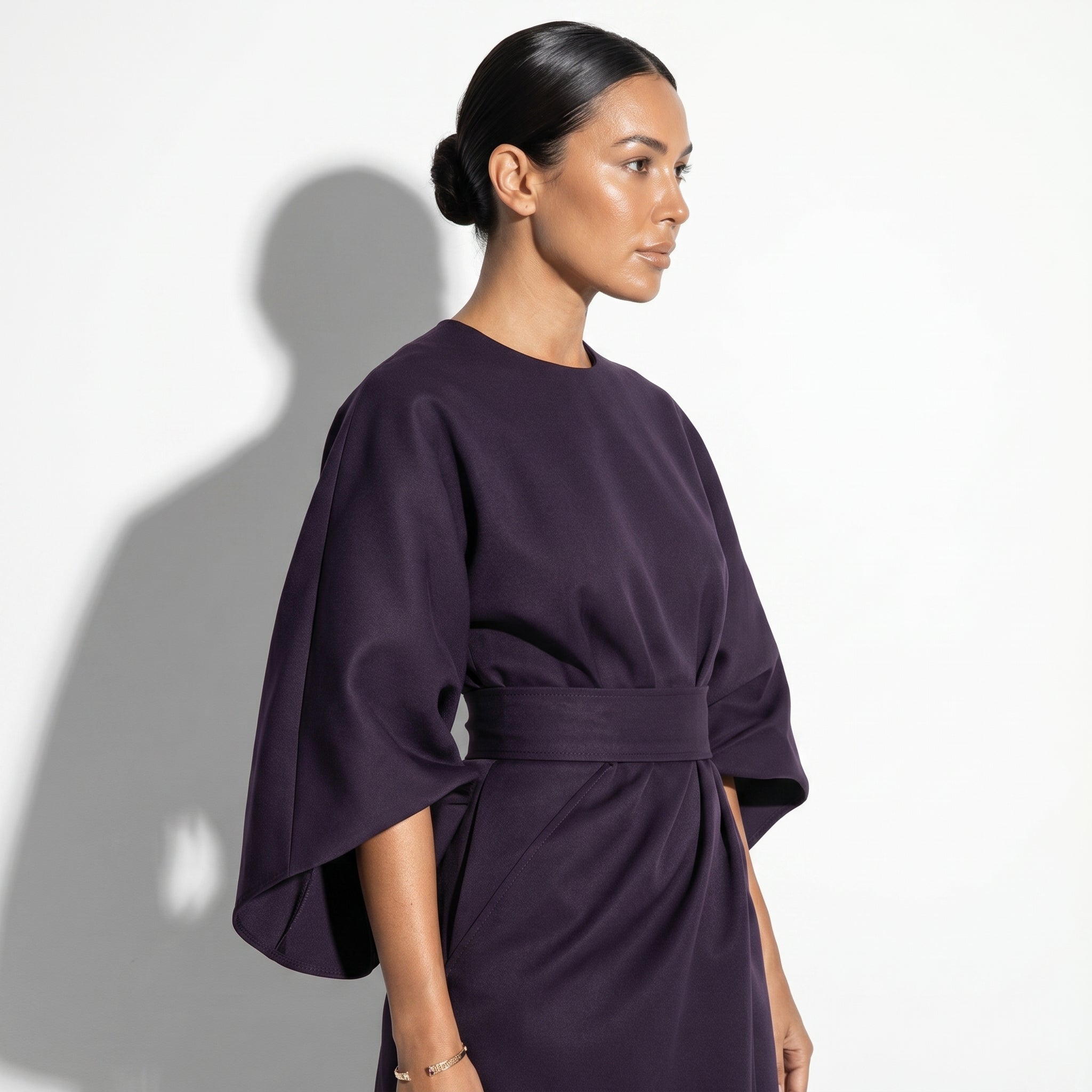 Aurora - Women's Flowy Belted Kimono Style Maxi Dress - Dress - Purple - Taylor & Bennett
