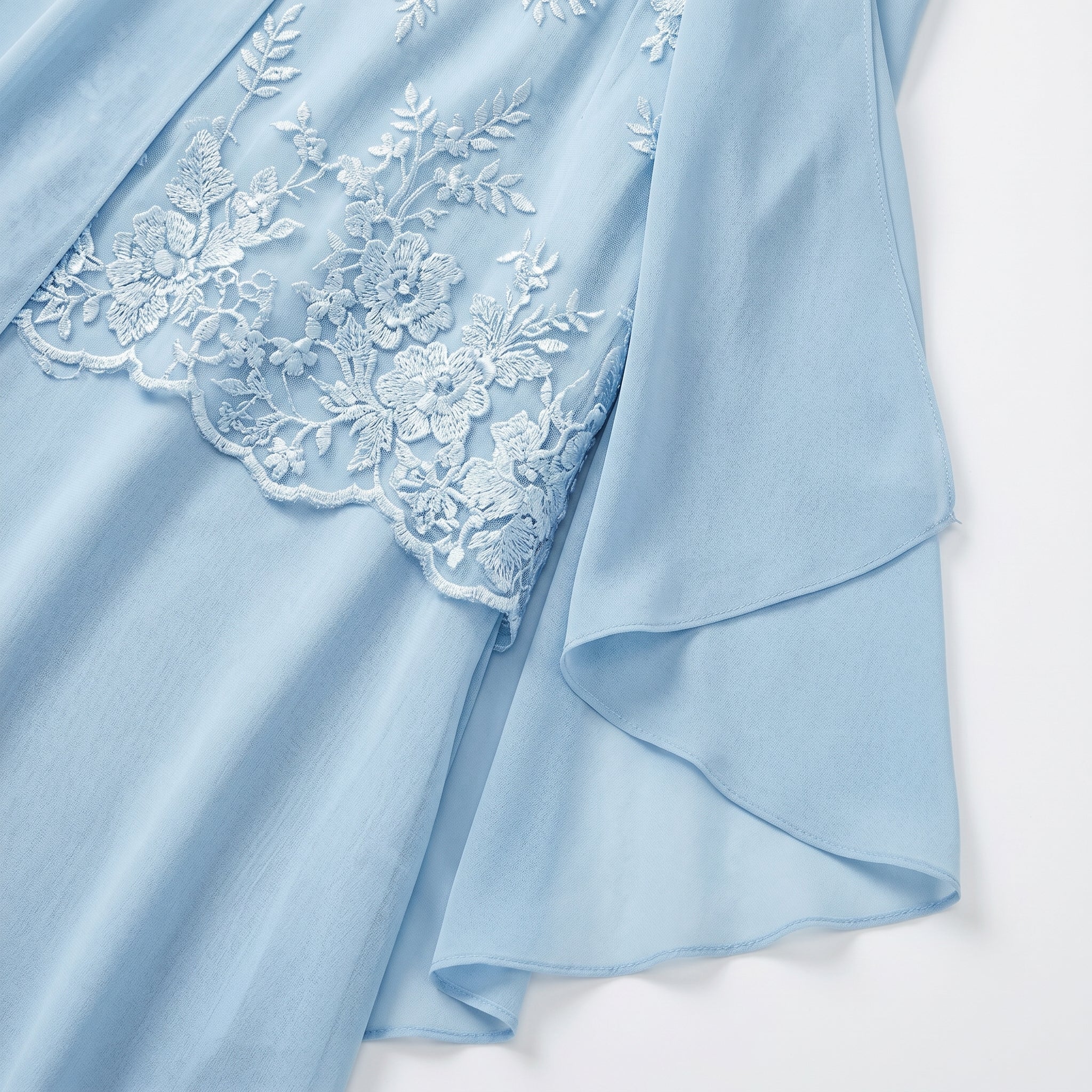 Ava - Women's Floral Lace Layered Maxi Dress with Chiffon Jacket - Women Dress - Sky Blue - Taylor & Bennett