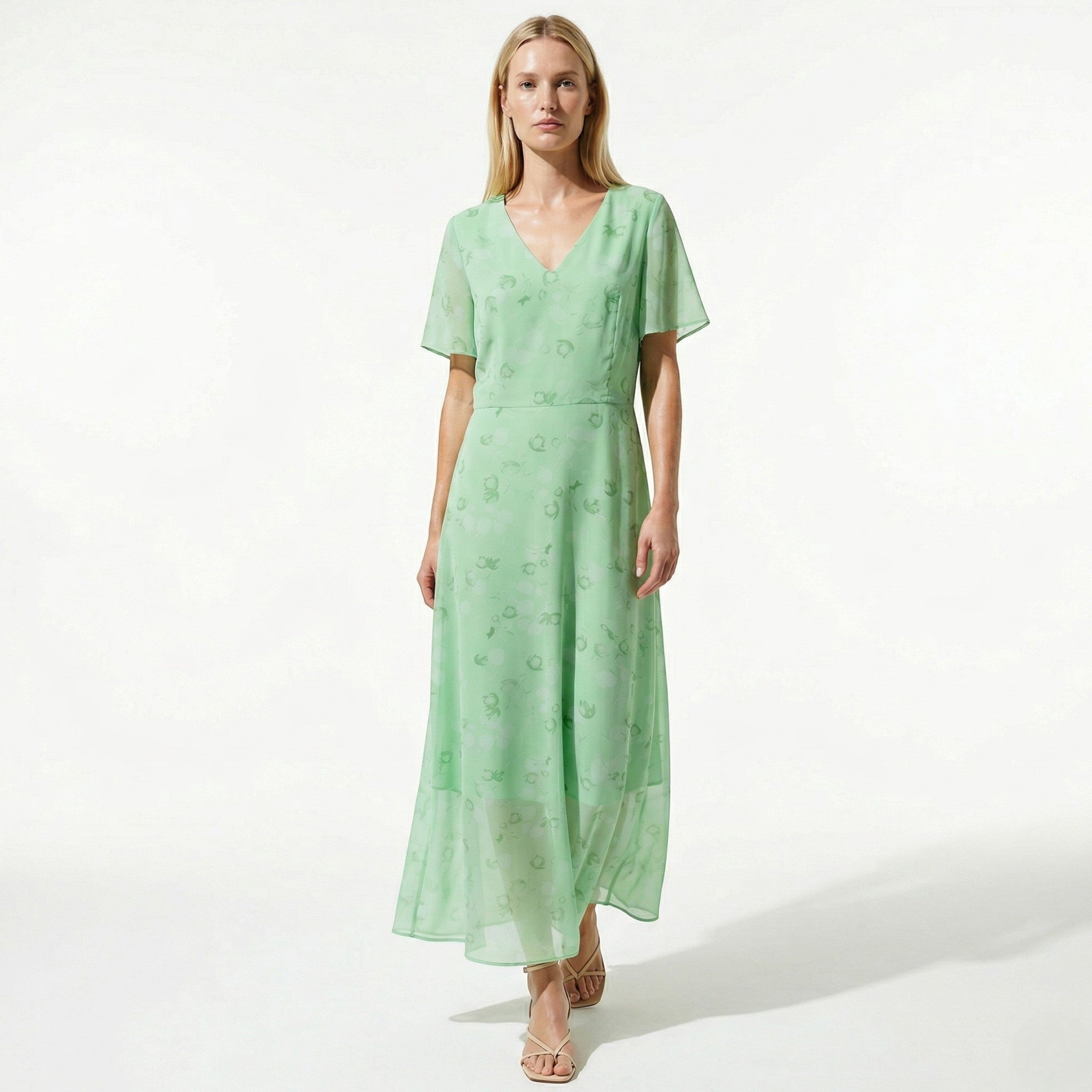 Ava – Women's Floral Print Maxi Dress - Maxi Dress - Green - Taylor & Bennett