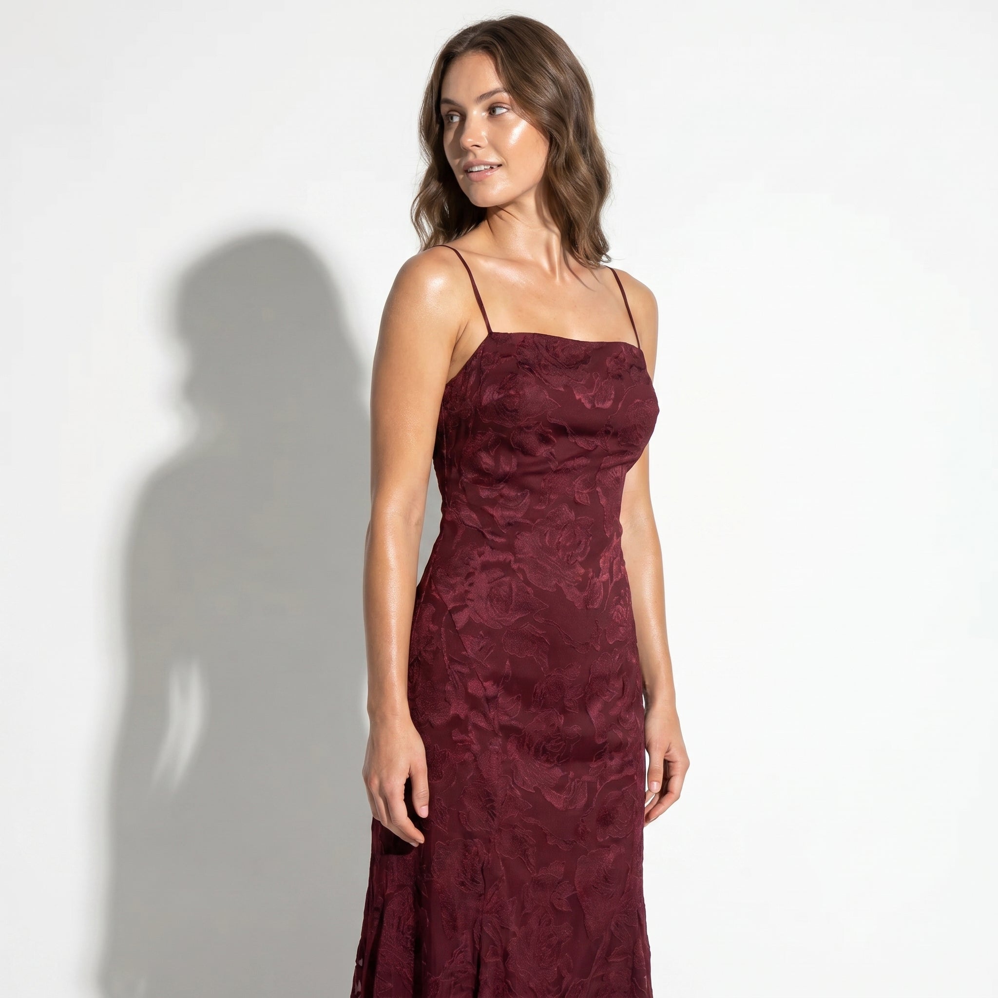 Ava - Women's Formal Evening Lace Maxi Dress - Maxi Dress - Burgundy - Taylor & Bennett