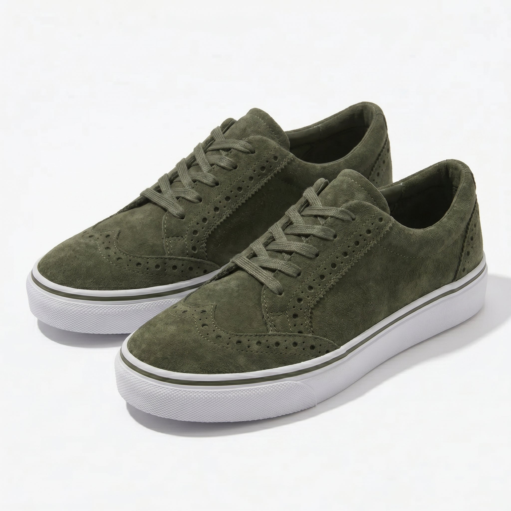Ava - Women's Lace - Up Trainers with Brogue Detail - Shoes - Green - Taylor & Bennett