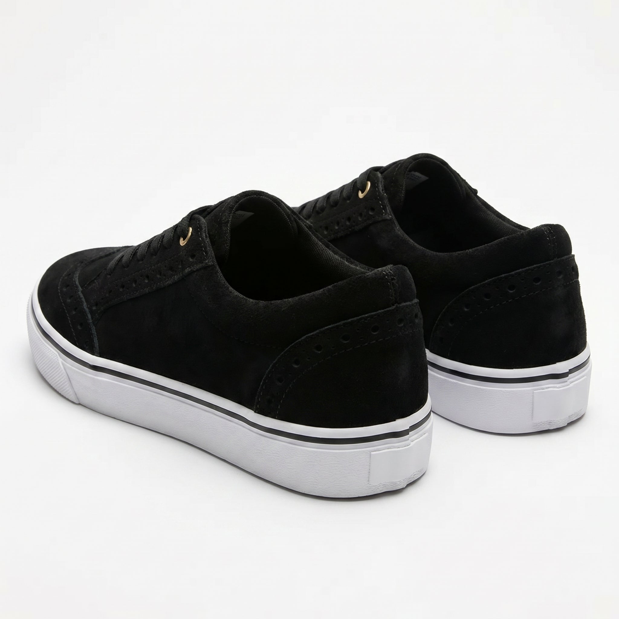 Ava - Women's Lace - Up Trainers with Brogue Detail - Shoes - Black - Taylor & Bennett