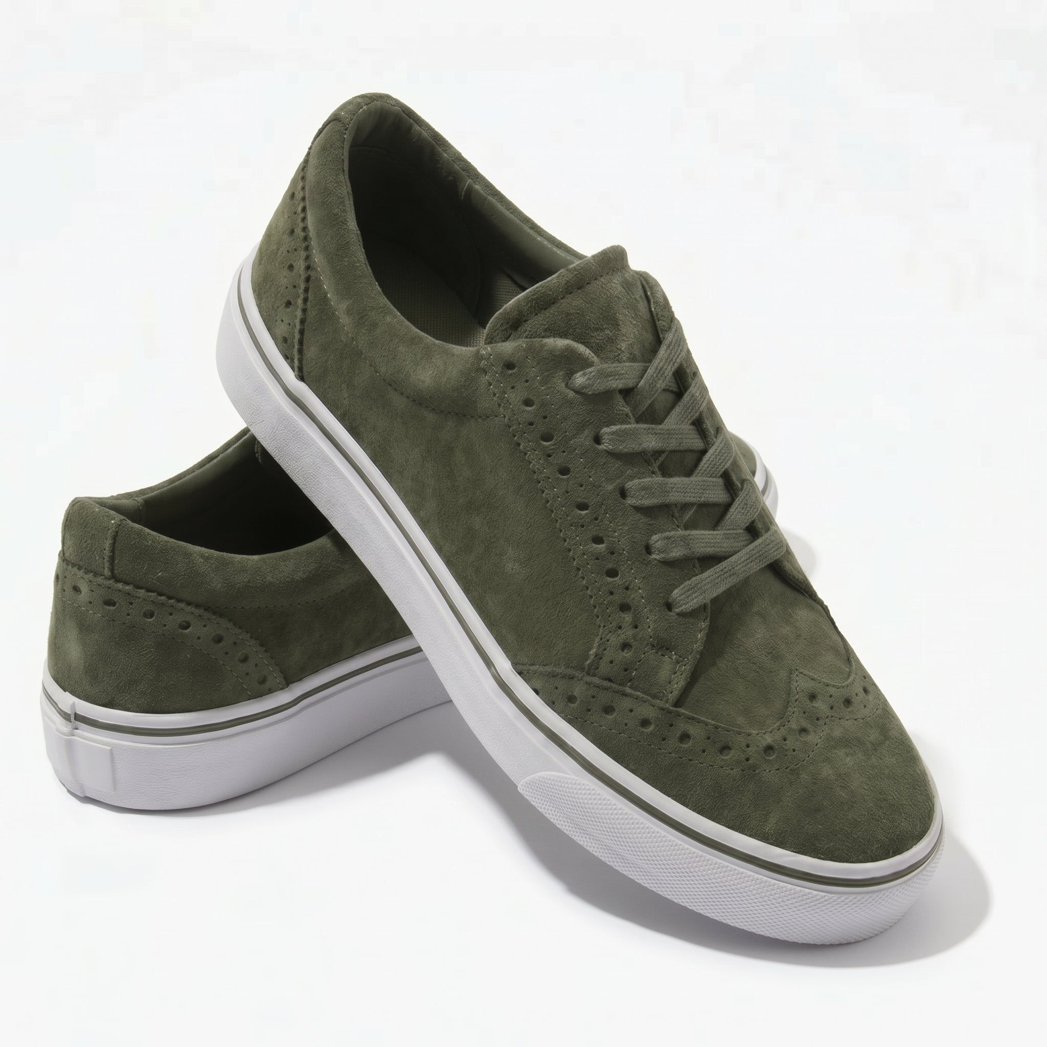 Ava - Women's Lace - Up Trainers with Brogue Detail - Shoes - Green - Taylor & Bennett
