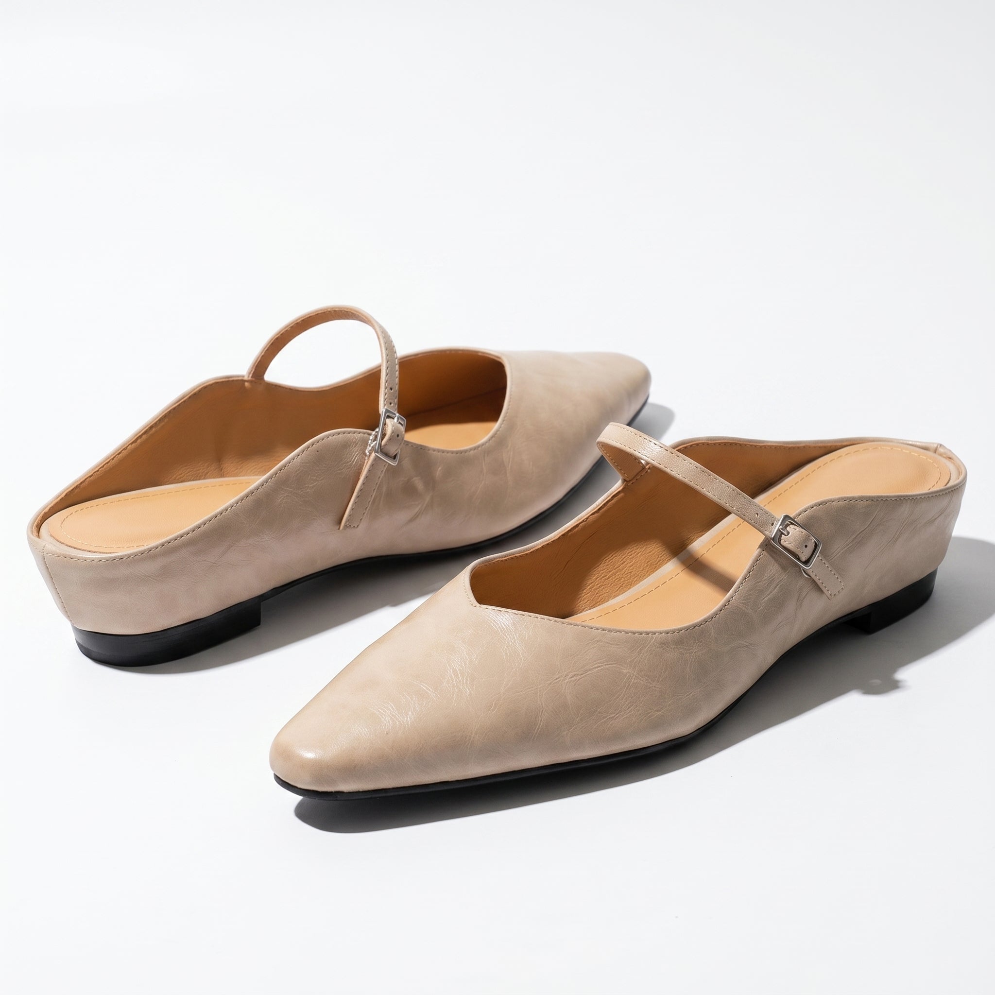 Ava - Women's Pointed - Toe Mary Jane Mules - Sandal - Beige - Taylor & Bennett