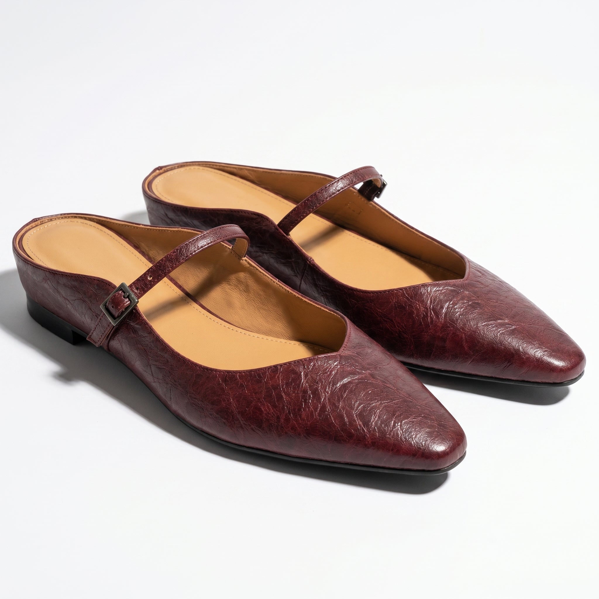 Ava - Women's Pointed - Toe Mary Jane Mules - Sandal - Maroon - Taylor & Bennett